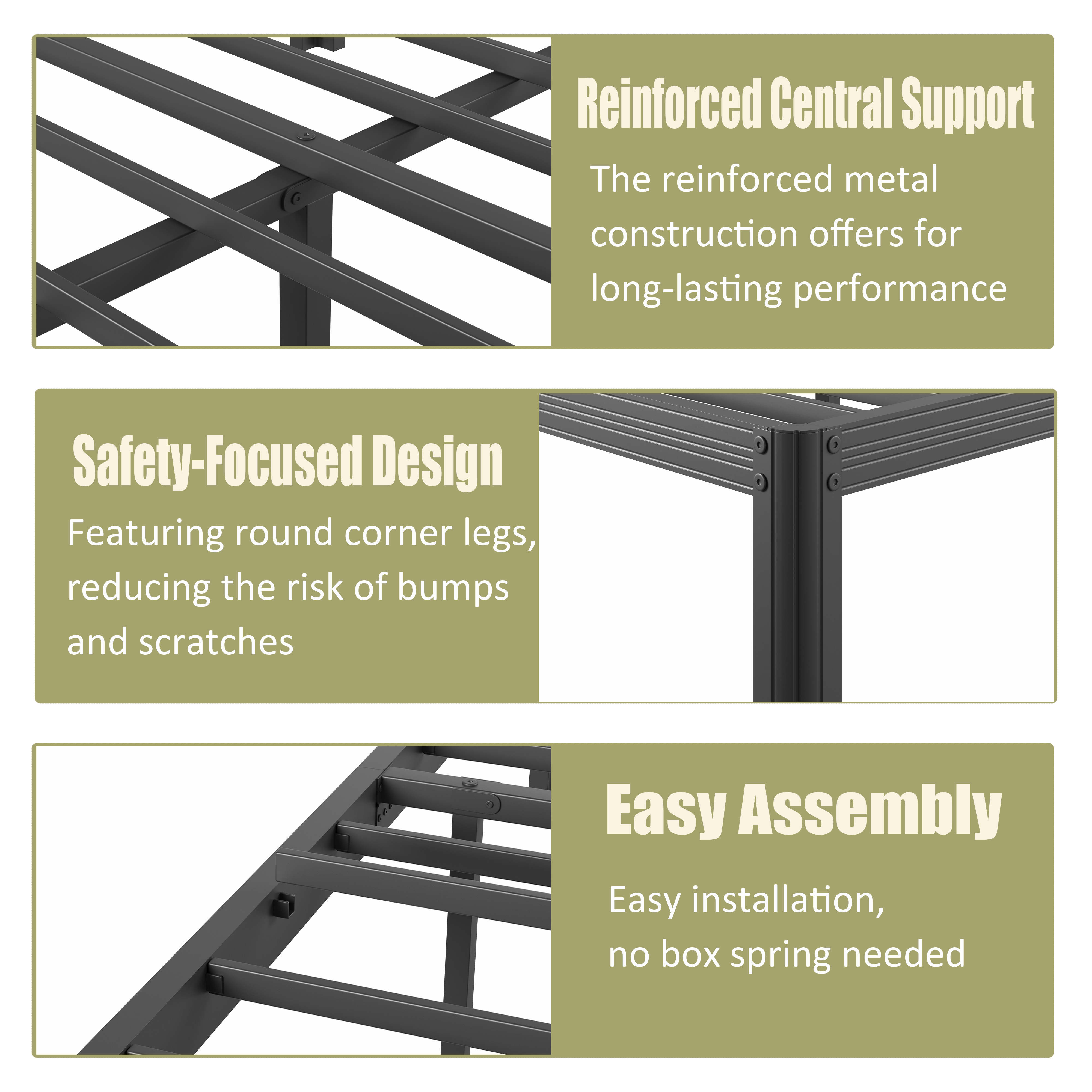 RLDVAY 18 Inch Metal Bed Frame,No Box Spring Needed,Heavy Duty,Rounded Conrer Design,Easy Assembly, King Size