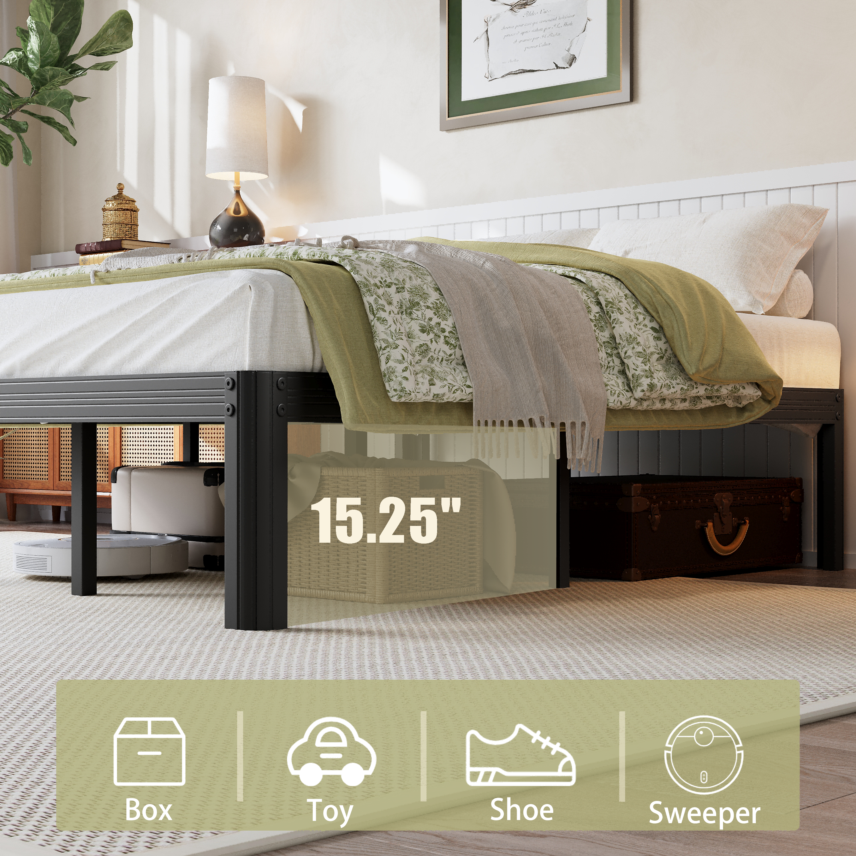 RLDVAY 18 Inch Metal Bed Frame,No Box Spring Needed,Heavy Duty,Rounded Conrer Design,Easy Assembly, King Size