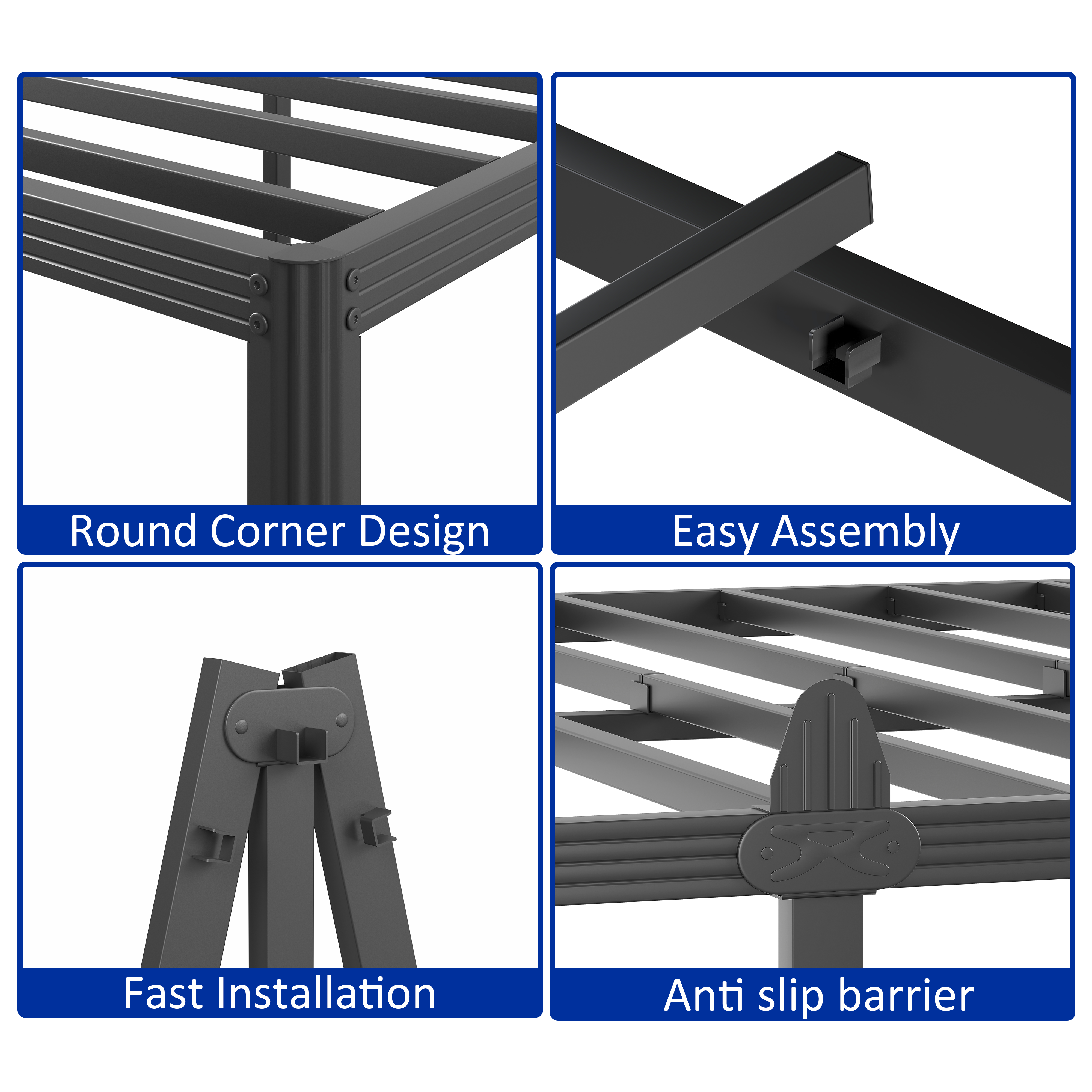 RLDVAY 18 Inch Full Heavy Duty Metal Bed Frame,No Box Spring Needed,Rounded Conrer Design,Easy Assembly, Black