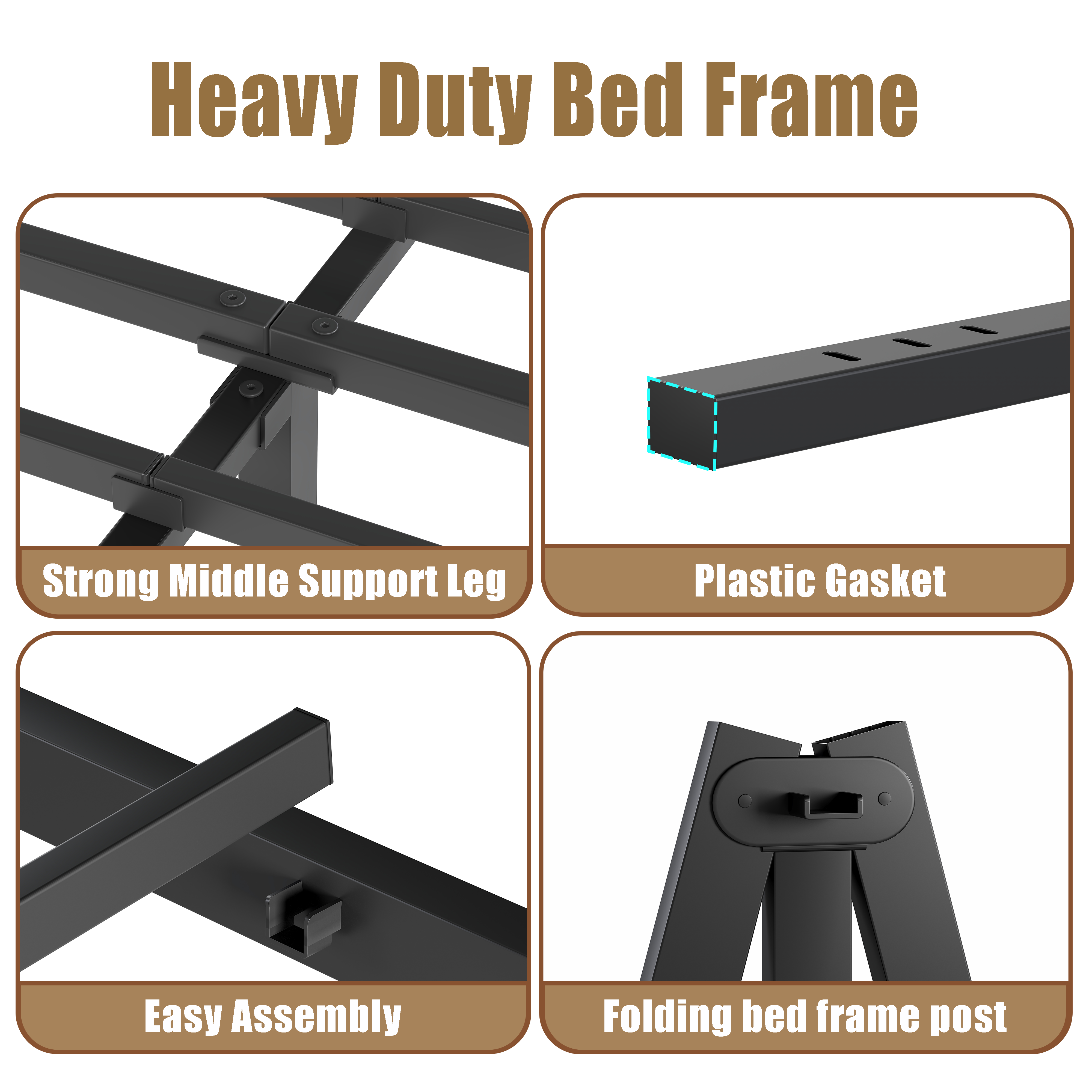 RLDVAY 14 inch King Bed Frame,Easy Assembly,Heavy Duty Metal Platform,Noise-free,No Box Spring Needed