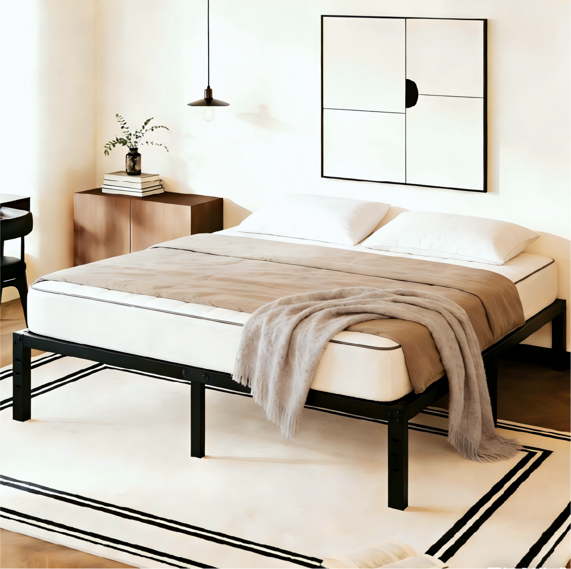 RLDVAY 14 inch King Bed Frame,Easy Assembly,Heavy Duty Metal Platform,Noise-free,No Box Spring Needed