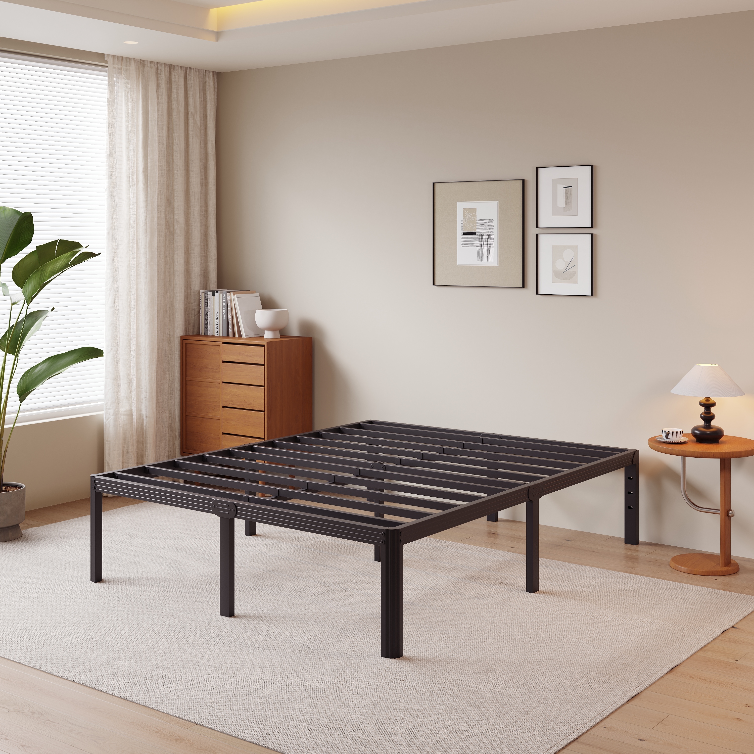 RLDVAY 18 Inch King Heavy Duty Metal Bed Frame,No Box Spring Needed,Rounded Conrer Design,Easy Assembly, Black