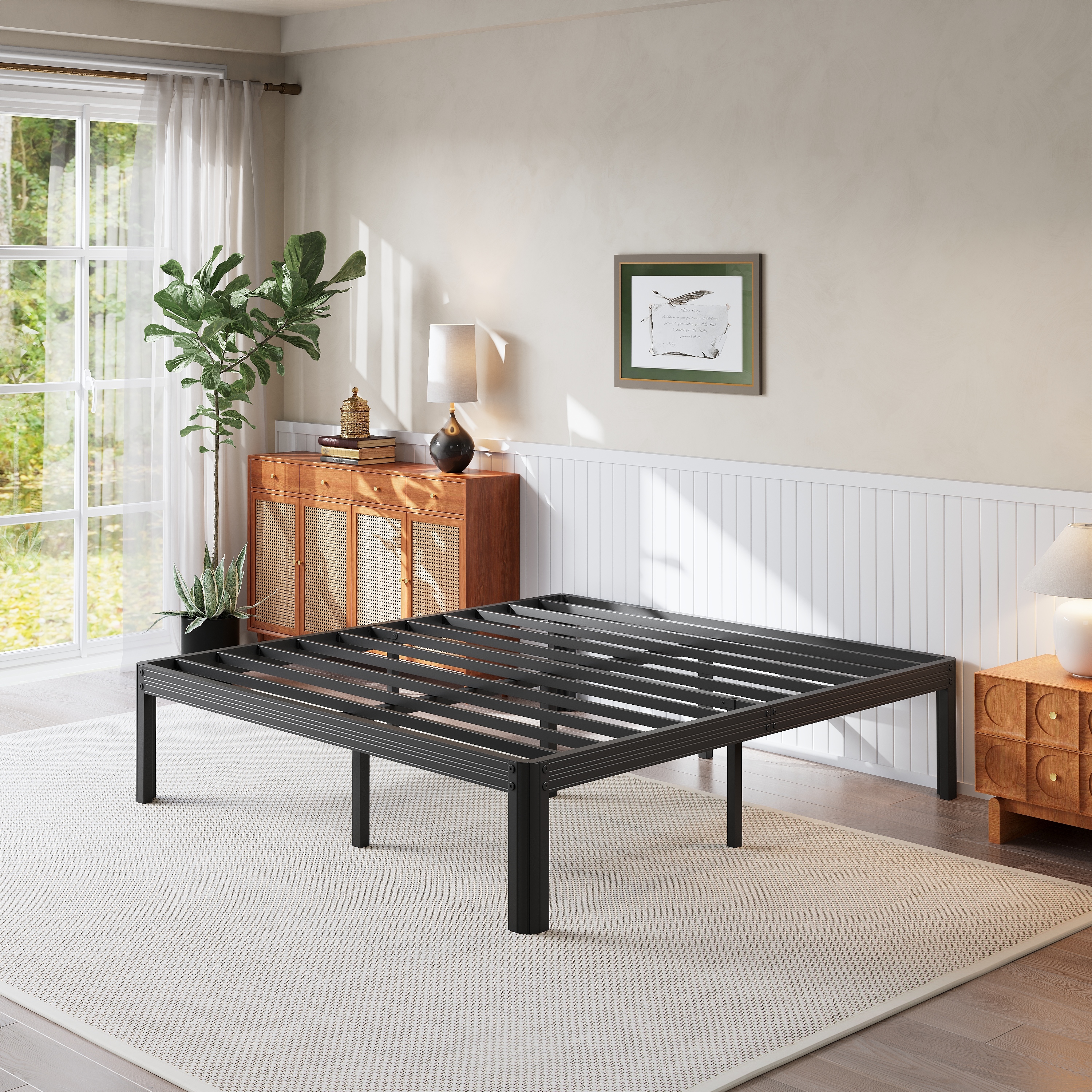 RLDVAY 18 Inch Metal Bed Frame,No Box Spring Needed,Heavy Duty,Rounded Conrer Design,Easy Assembly, King Size