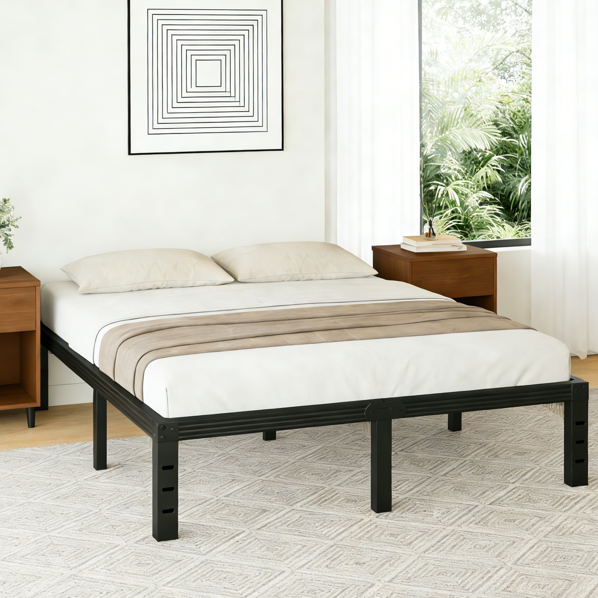 RLDVAY 12 inch Queen Bed Frame,Heavy Duty Metal Platform,No Box Spring Needed,Noise-free,Easy Assembly
