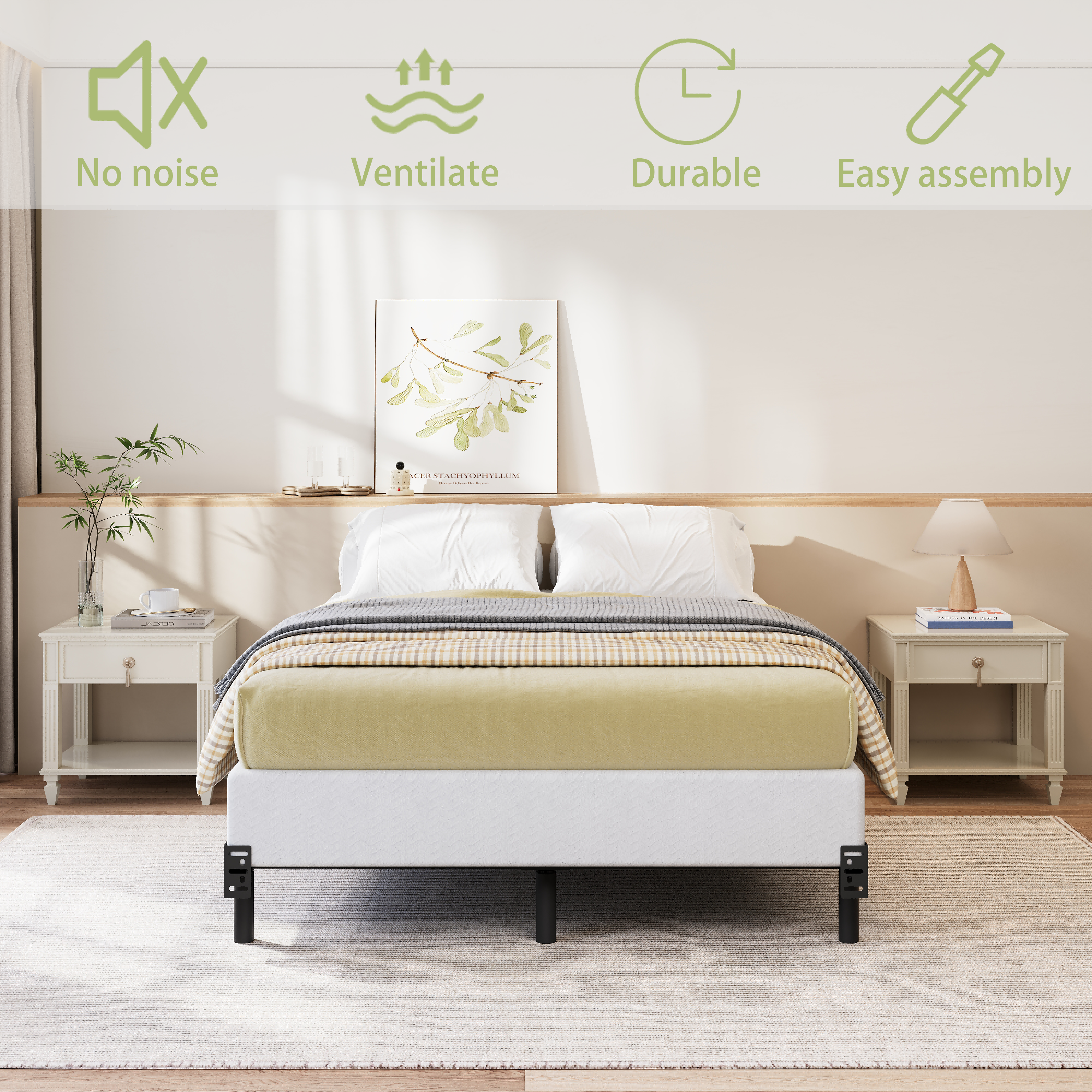 RLDVAY 9 inch Full Metal Box Spring, Fabric Cover Included, Sturdy Mattress Foundation, Easy Assembly