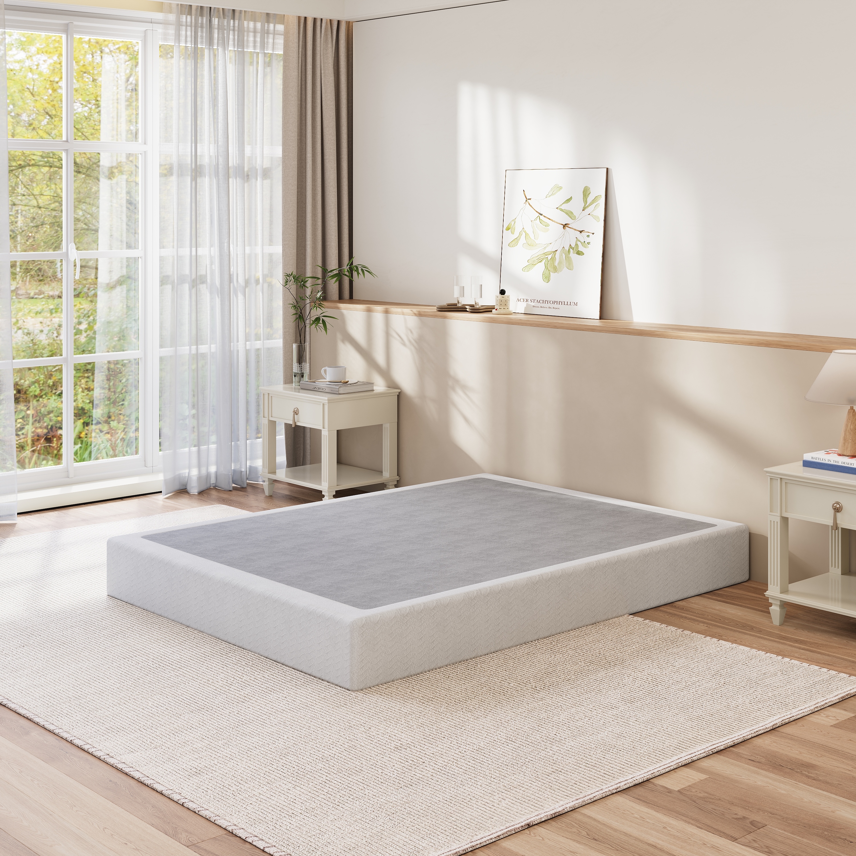 RLDVAY 9 inch Full Metal Box Spring, Fabric Cover Included, Sturdy Mattress Foundation, Easy Assembly