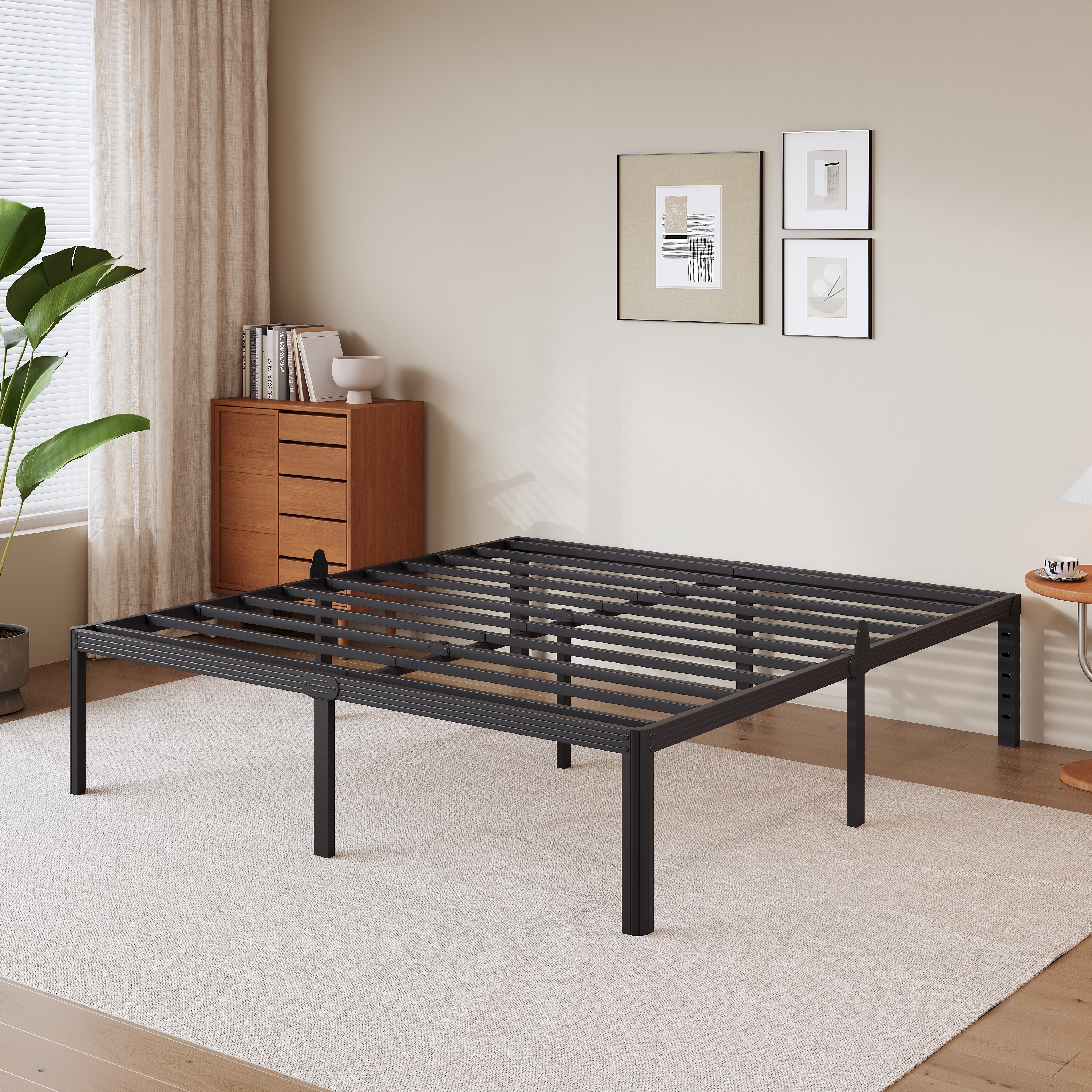 RLDVAY 18 Inch King Heavy Duty Metal Bed Frame,No Box Spring Needed,Rounded Conrer Design,Easy Assembly, Black