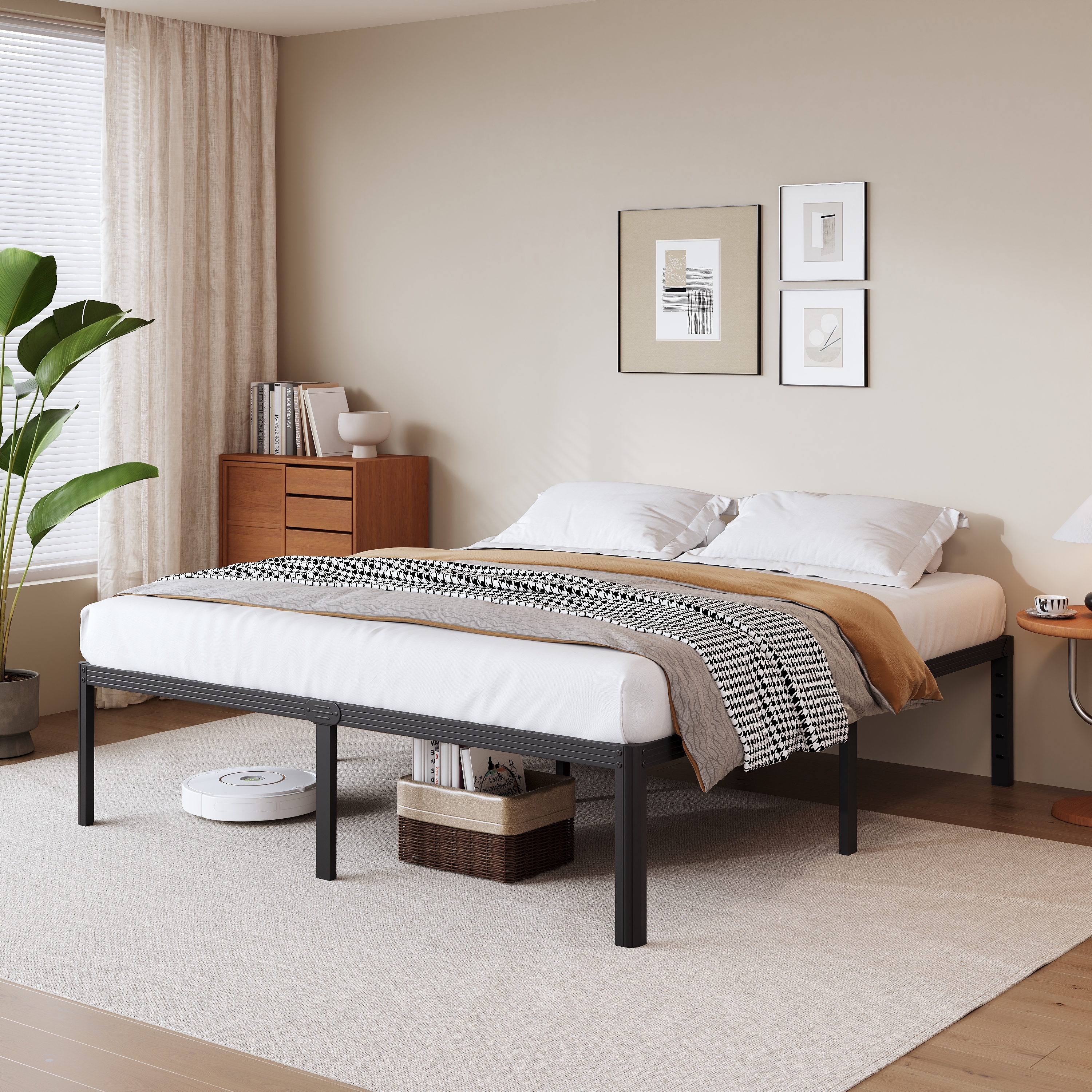 RLDVAY 18 Inch King Heavy Duty Metal Bed Frame,No Box Spring Needed,Rounded Conrer Design,Easy Assembly, Black