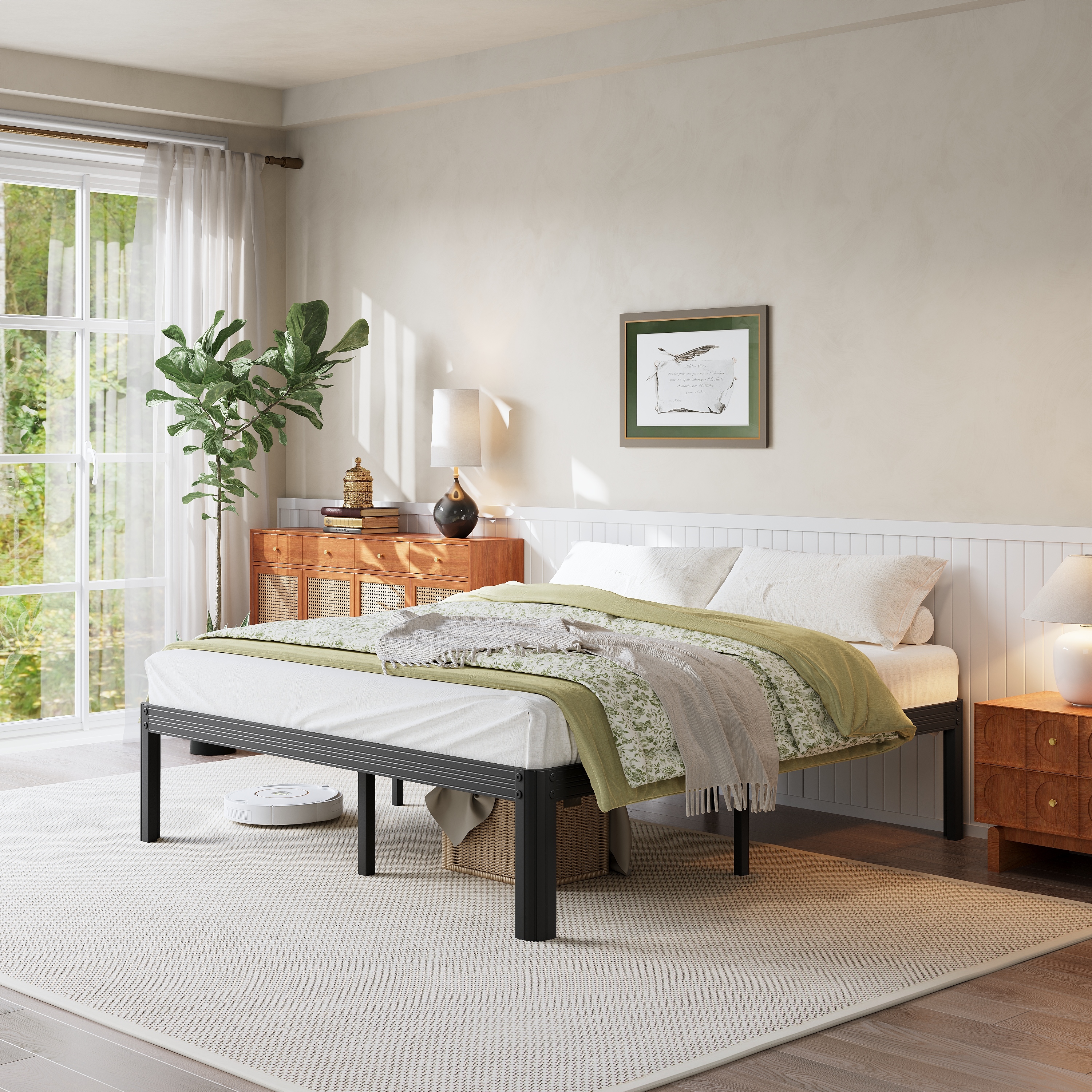 RLDVAY 18 Inch Metal Bed Frame,No Box Spring Needed,Heavy Duty,Rounded Conrer Design,Easy Assembly, King Size