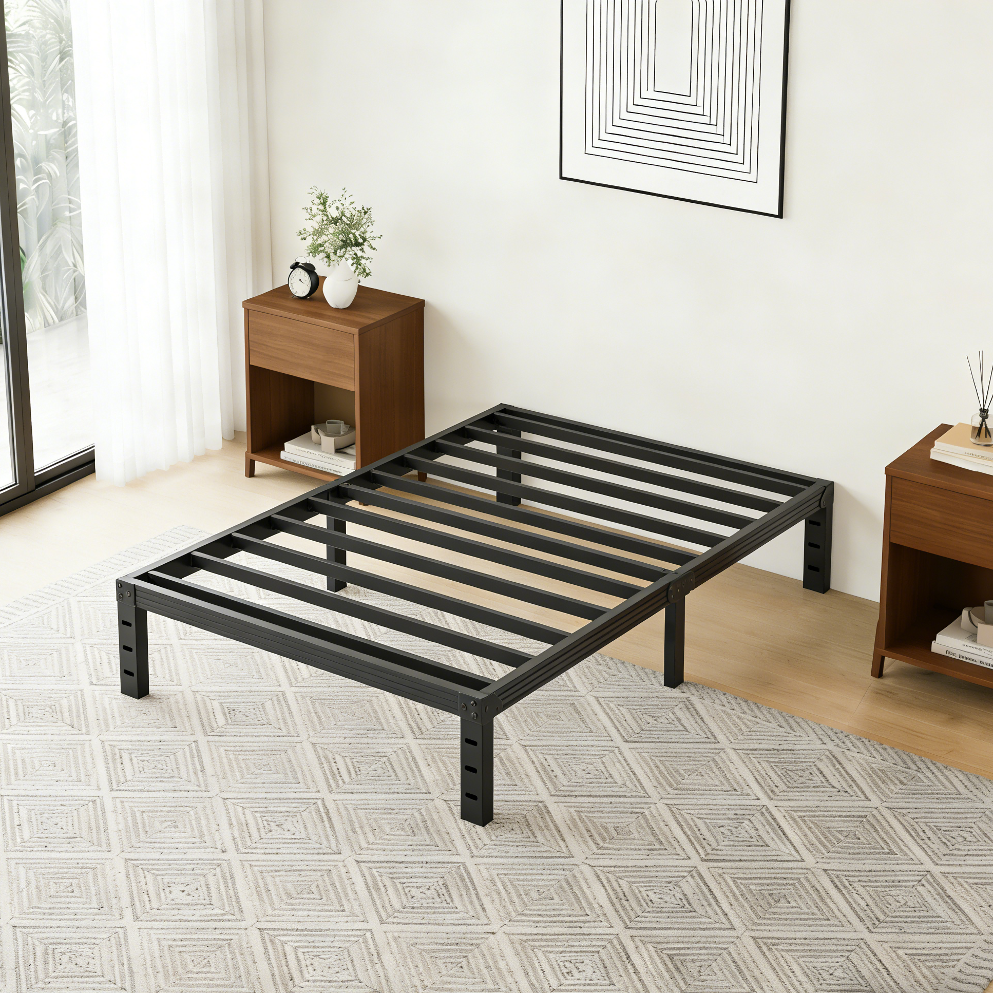 RLDVAY 12 inch Twin Bed Frame,Heavy Duty Metal Platform,No Box Spring Needed,Noise-free,Easy Assembly