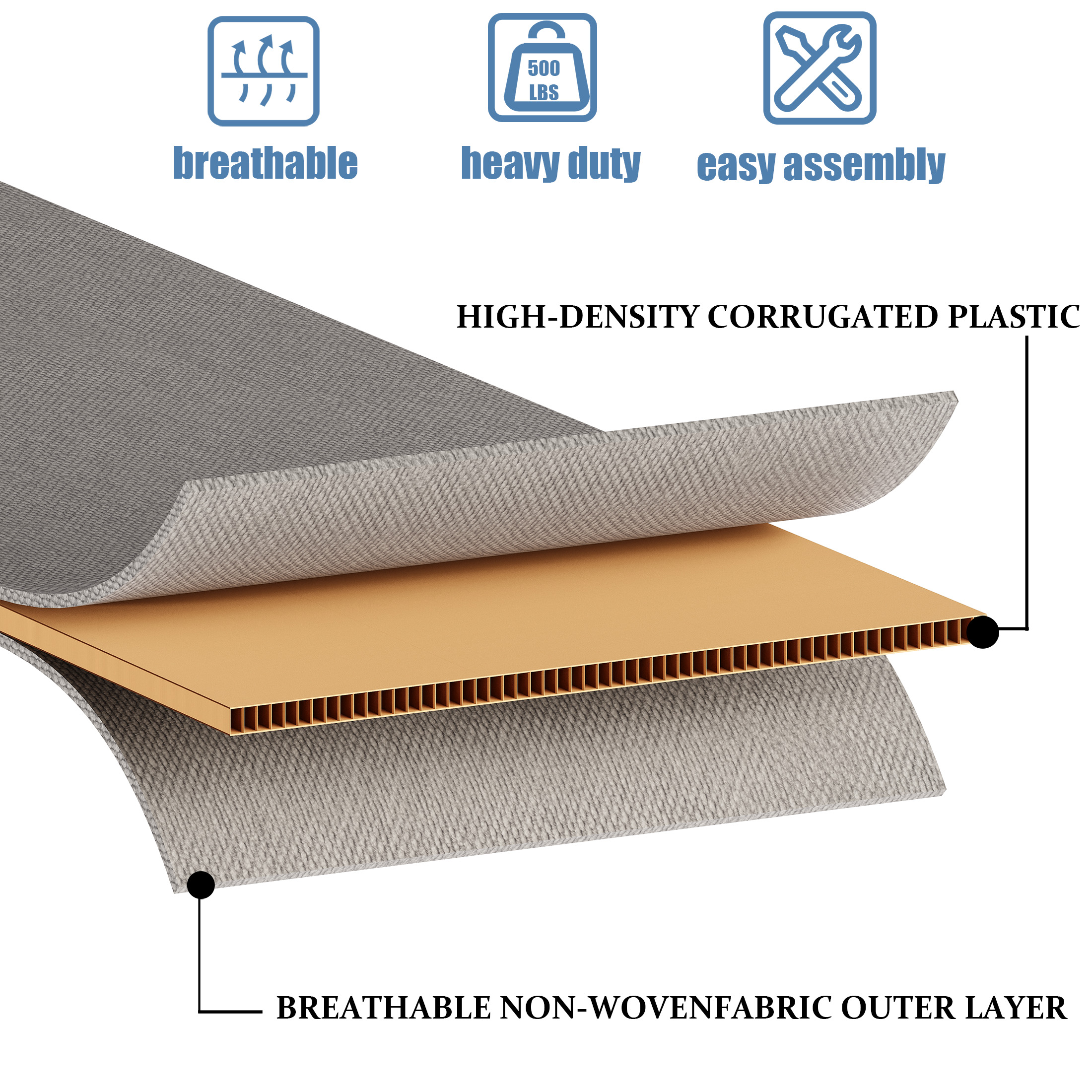 Neslime 8mm King Size Bunkie Board, Heavy Duty Bed Support Board Under Mattress, Low Profile Bed Support, Noise Minimizing, Fully Assembled