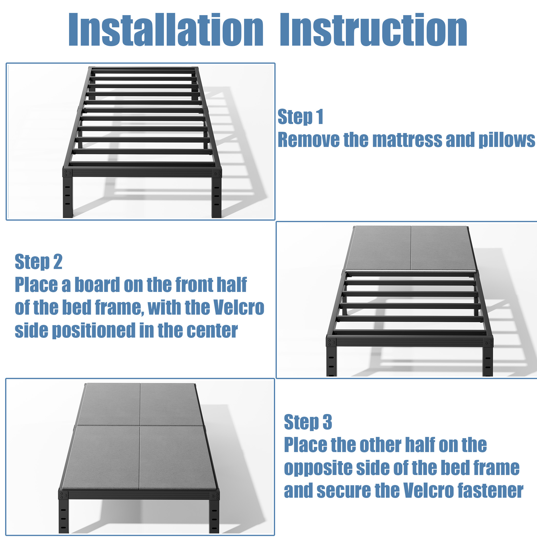 Neslime 8mm Twin Size Bunkie Board, Heavy Duty Bed Support Board Under Mattress, Low Profile Bed Support, Noise Minimizing, Fully Assembled