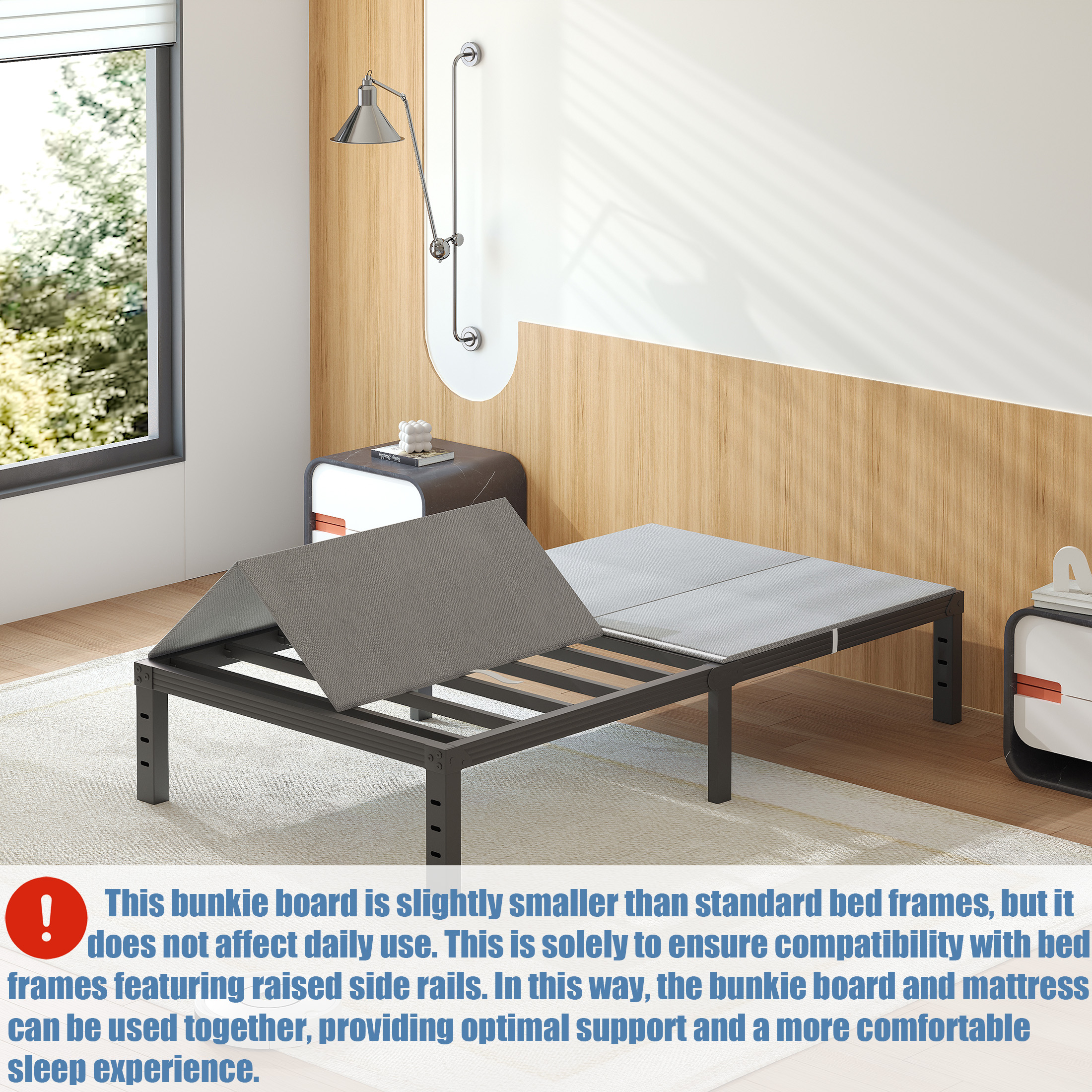 Neslime 8mm Twin Size Bunkie Board, Heavy Duty Bed Support Board Under Mattress, Low Profile Bed Support, Noise Minimizing, Fully Assembled