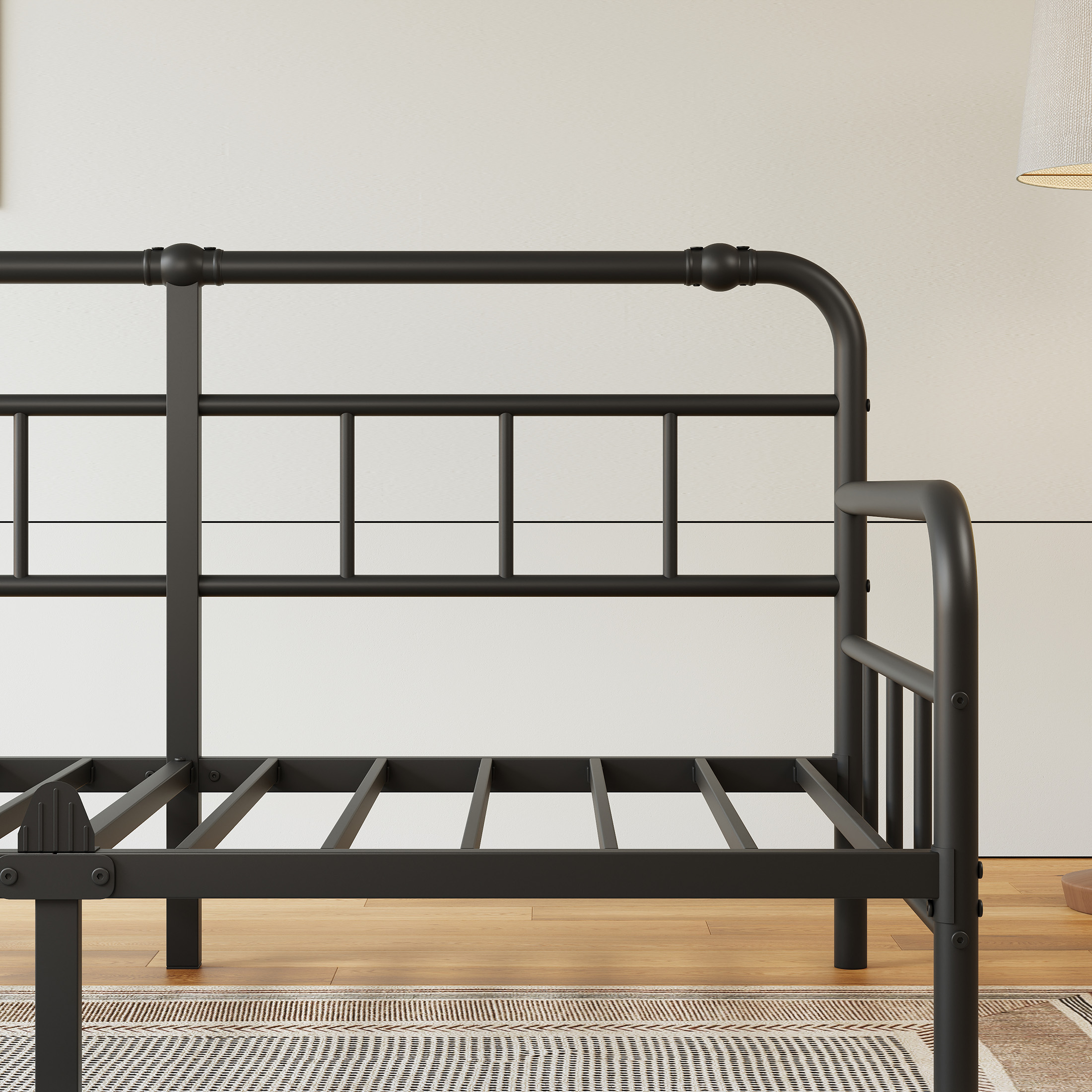 NESLIME 12 inch Twin Size Metal Daybed Frame, Twin Sofa Daybed Frame with Mattress Non-Slip Stoppers, Metal Slats Support