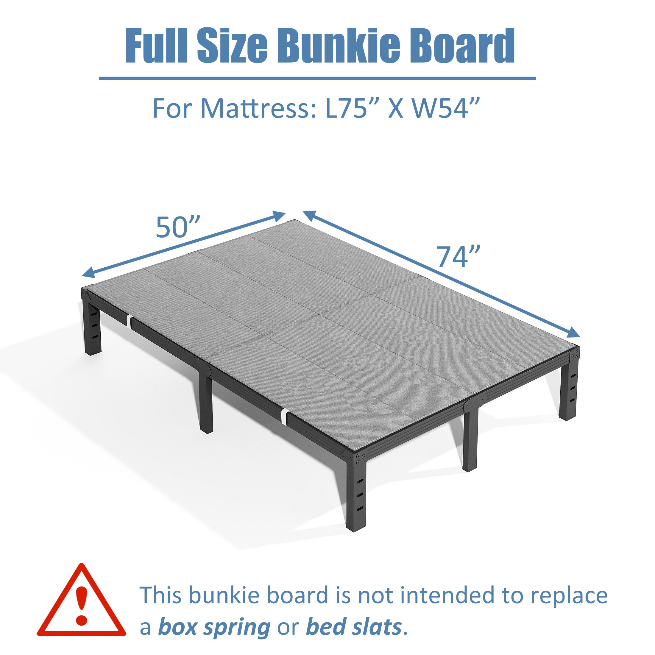 NESLIME 8mm Full Size Bunkie Board, Heavy Duty Bed Support Board Under Mattress, Low Profile Bed Support, Noise Minimizing, Fully Assembled