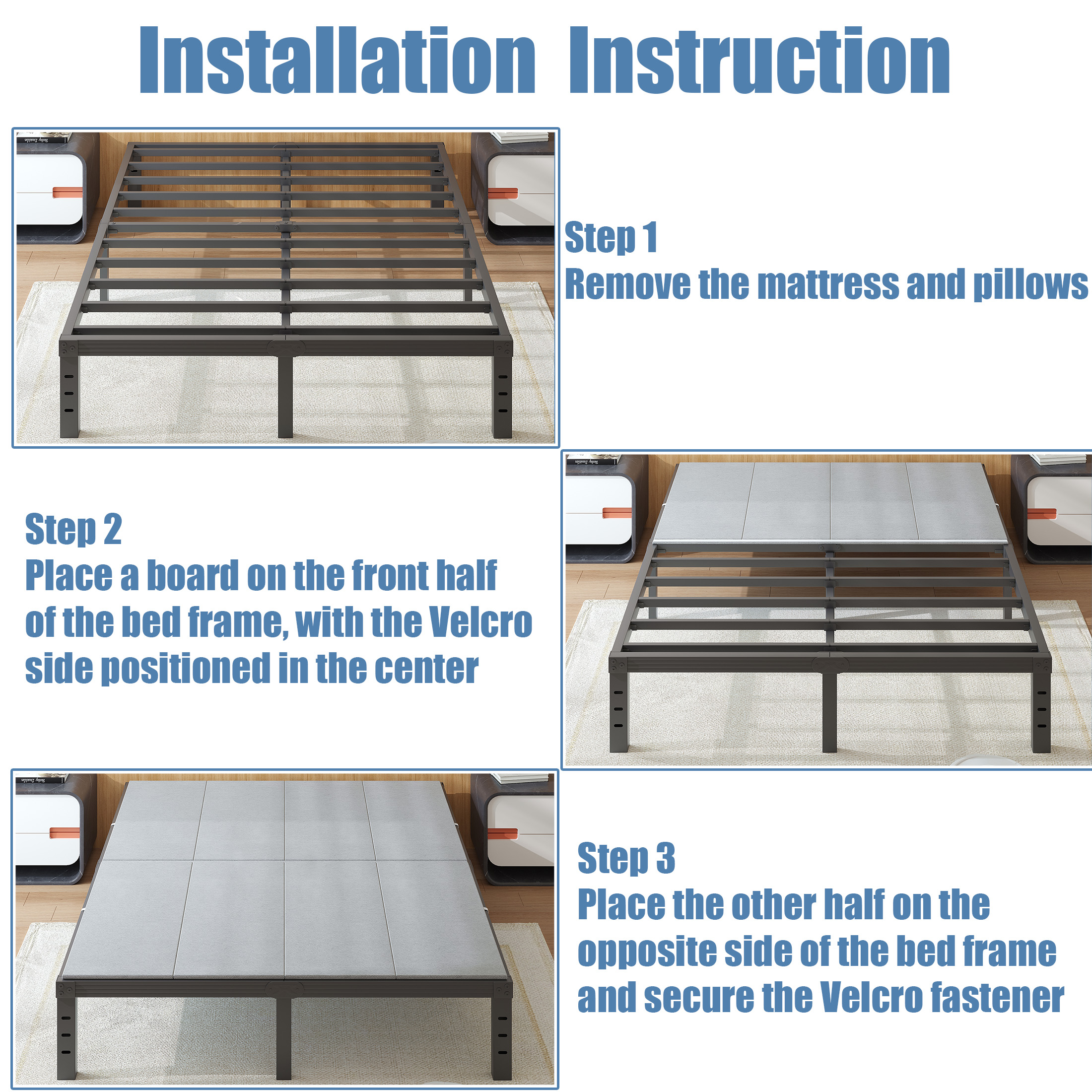 Neslime 8mm King Size Bunkie Board, Heavy Duty Bed Support Board Under Mattress, Low Profile Bed Support, Noise Minimizing, Fully Assembled