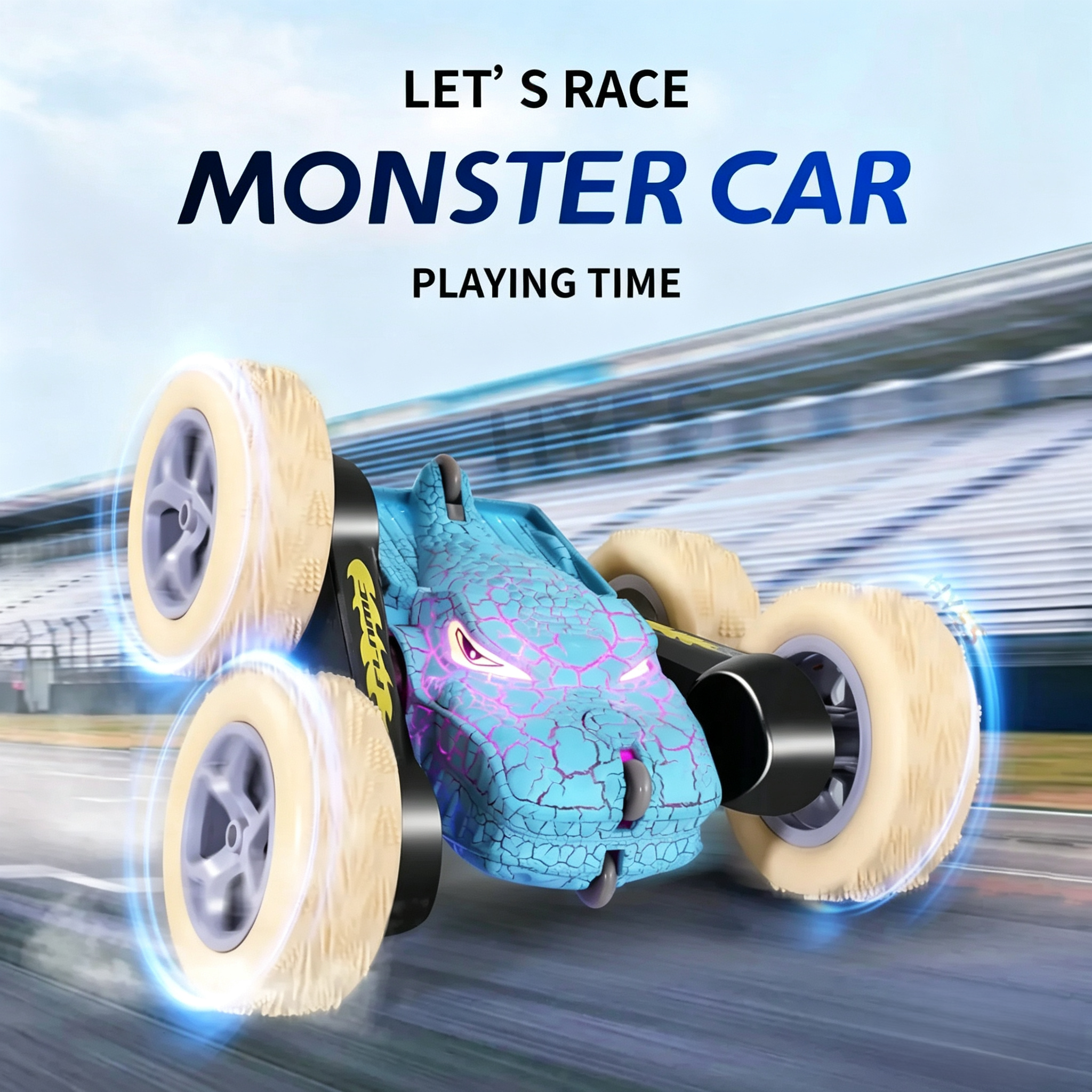  Dinosaur RC Stunt Car 2.4G 5WD High Speed Double-sided Tumbl Drift LED Lights Remote Control Car Toy Gifts For Kids Adults-Leplay