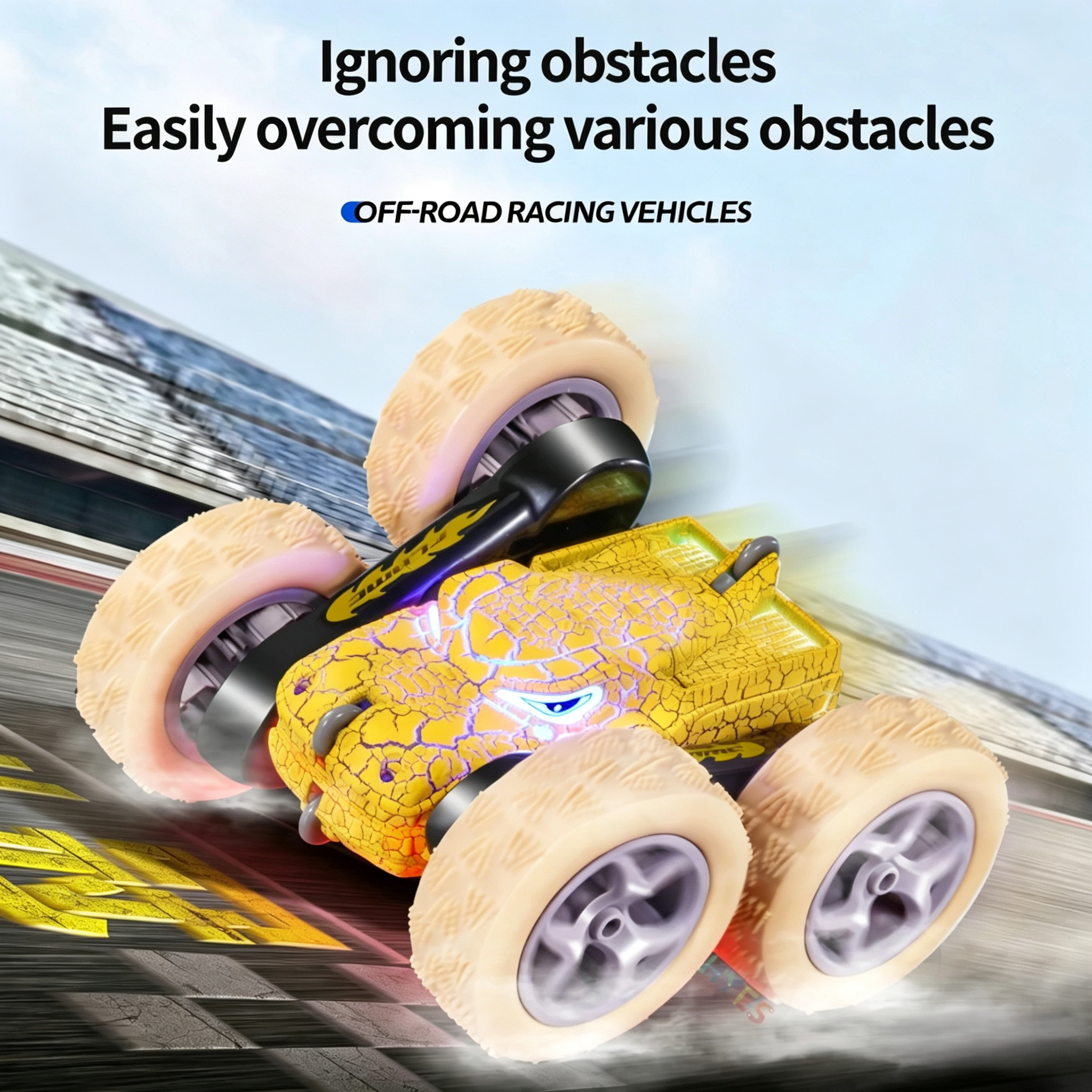  Dinosaur RC Stunt Car 2.4G 5WD High Speed Double-sided Tumbl Drift LED Lights Remote Control Car Toy Gifts For Kids Adults-Leplay