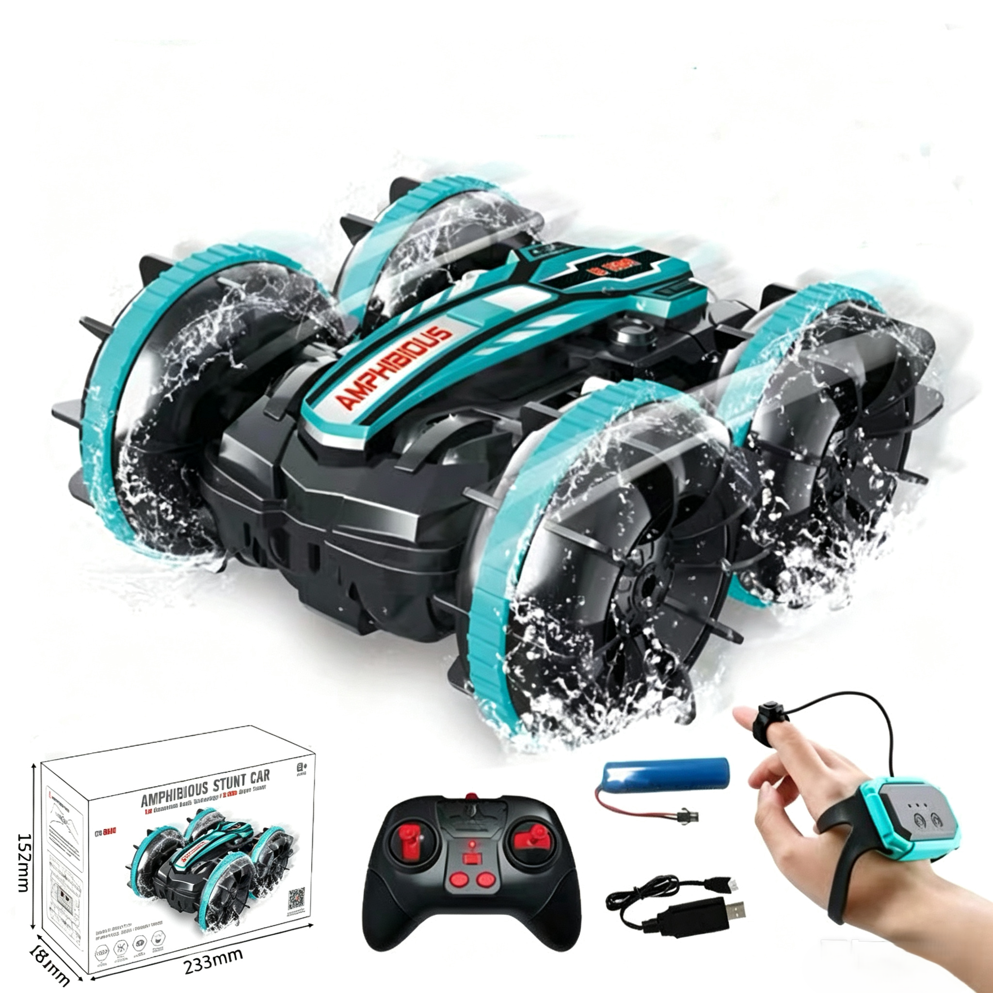 Amphibious RC Car Remote Control Stunt Car Vehicle Double-sided Flip Radio 4WD Drift Off Road Outdoor Toys for Boy Children Gift