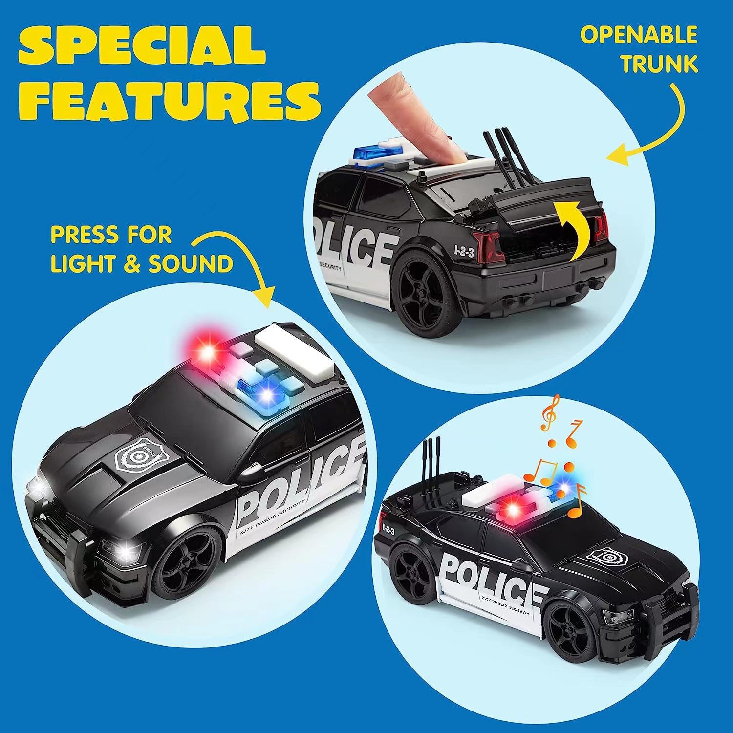 Police Alloy Car Model Toys Metal Diecasts Vehicle Model with Light Sound Sport Car for Children Collection Gifts
