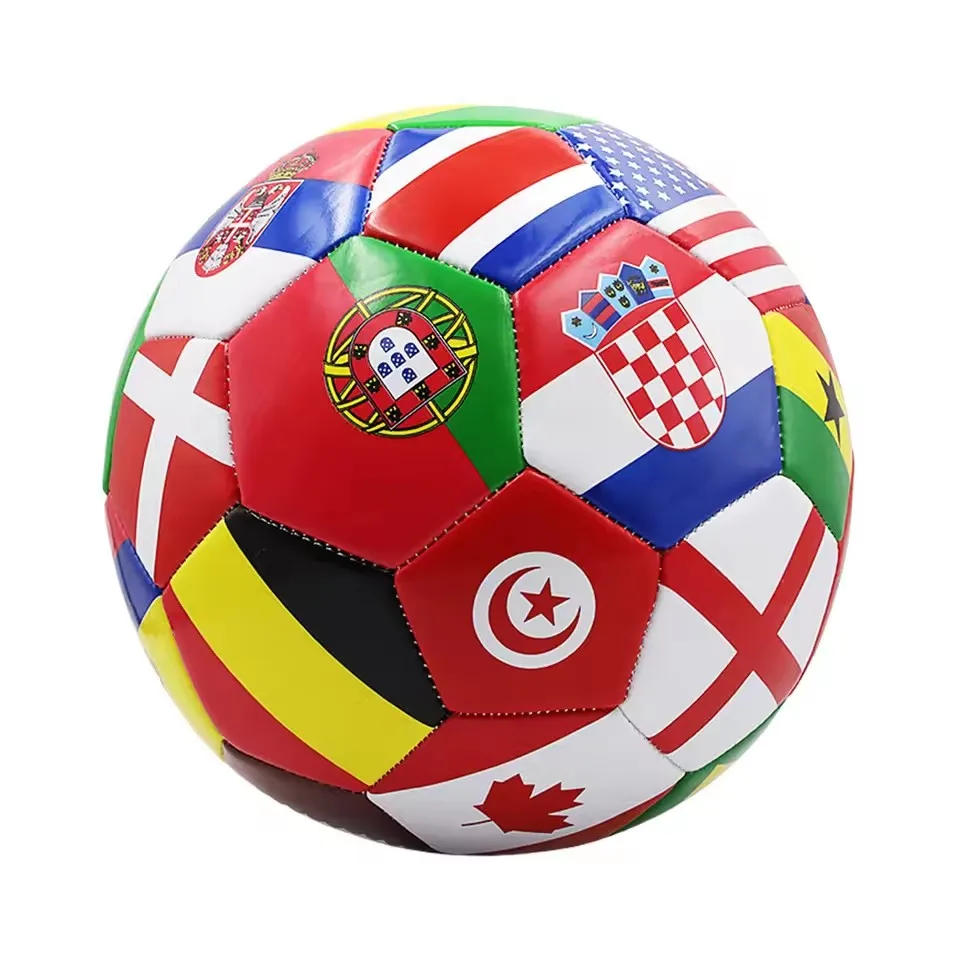 Flag Printed Soccer Ball Official Size 5 Soccer Match Ball Outdoor Match Game Football Pvc 2.7Thickened Team Training Footy Ball-Leplay