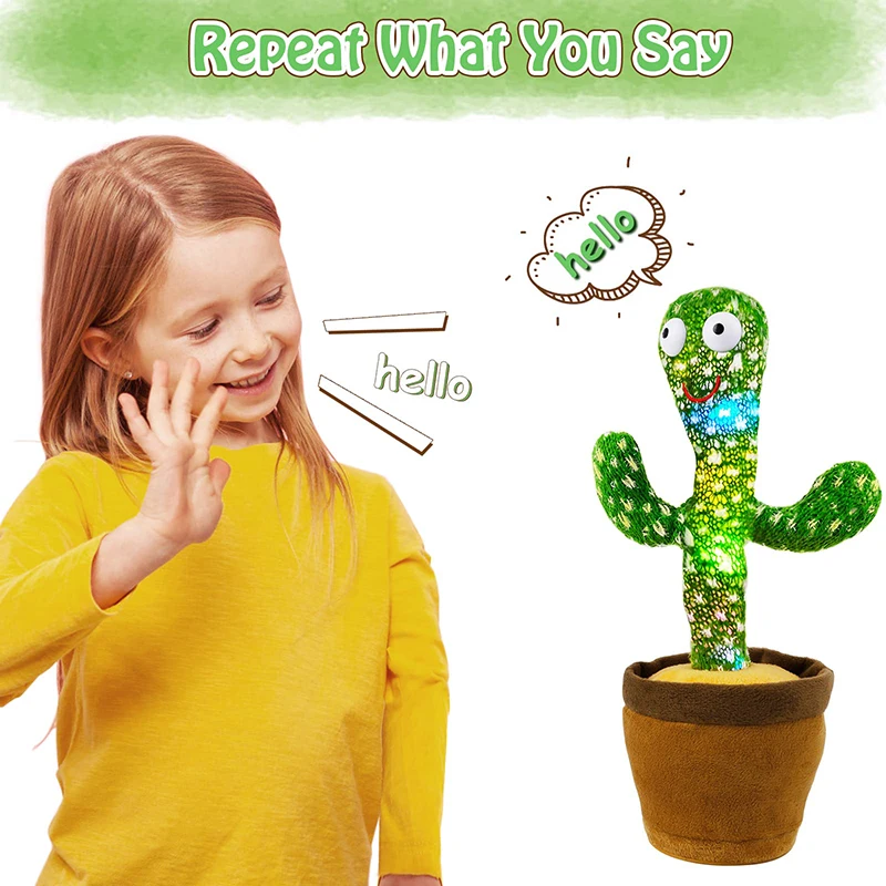 Dancing Cactus 120 Song Speaker Talking Usb Battery Voice Repeat Plush Cactu Dancer Toy Talk Plushie Stuffed Toys For Kids Gift-Leplay
