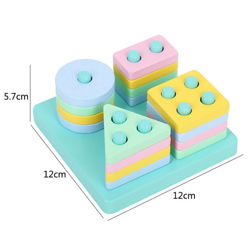Montessori Toy Wooden Building Blocks Early Learning Educational Toys Color Shape Match Kids Puzzle Toys For Children Boys Girls-Leplay
