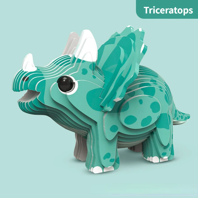 Children's 3D Puzzle Kindergarten Animal Puzzle Intelligence Early Education Toys Dinosaur Animal Model Paper 3-4-5-6 Years Old-Leplay