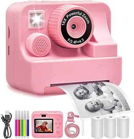 Children's Instant Printing Camera and Video Photography Toy for Boys and Girls, Mini Digital Camera with Printer-Leplay