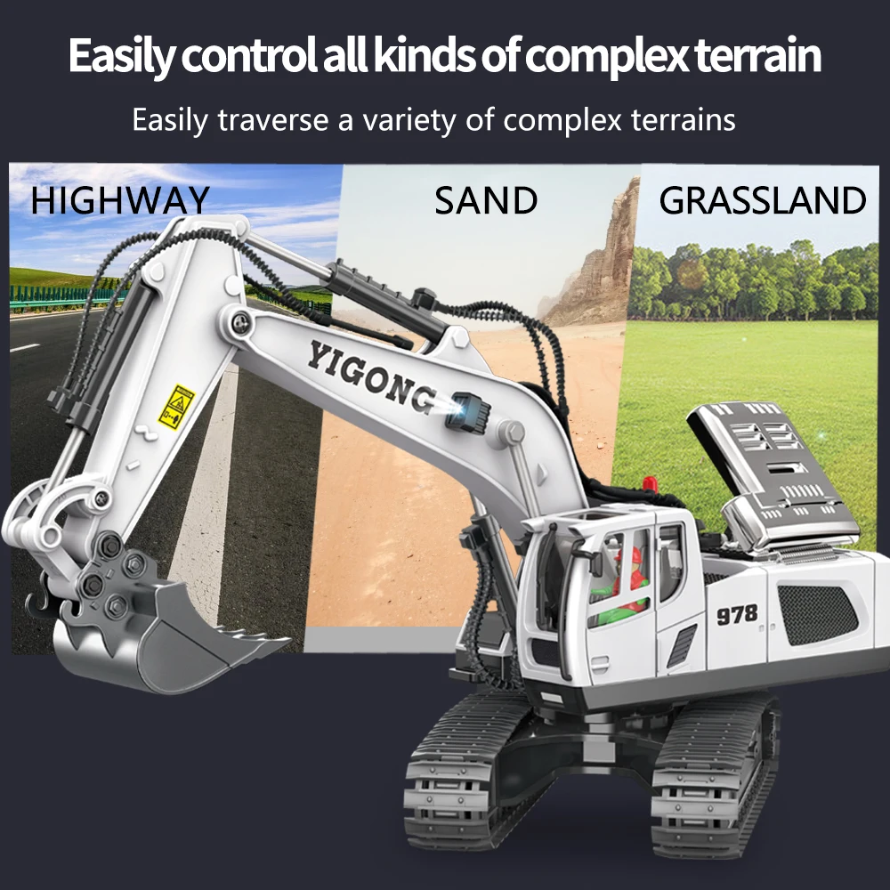 2.4G Excavator RC CAR Remote Control Engineering Dumper Vehicle Crawler Truck Bulldozer Toys for Boys Kids Excavator Gifts-Leplay