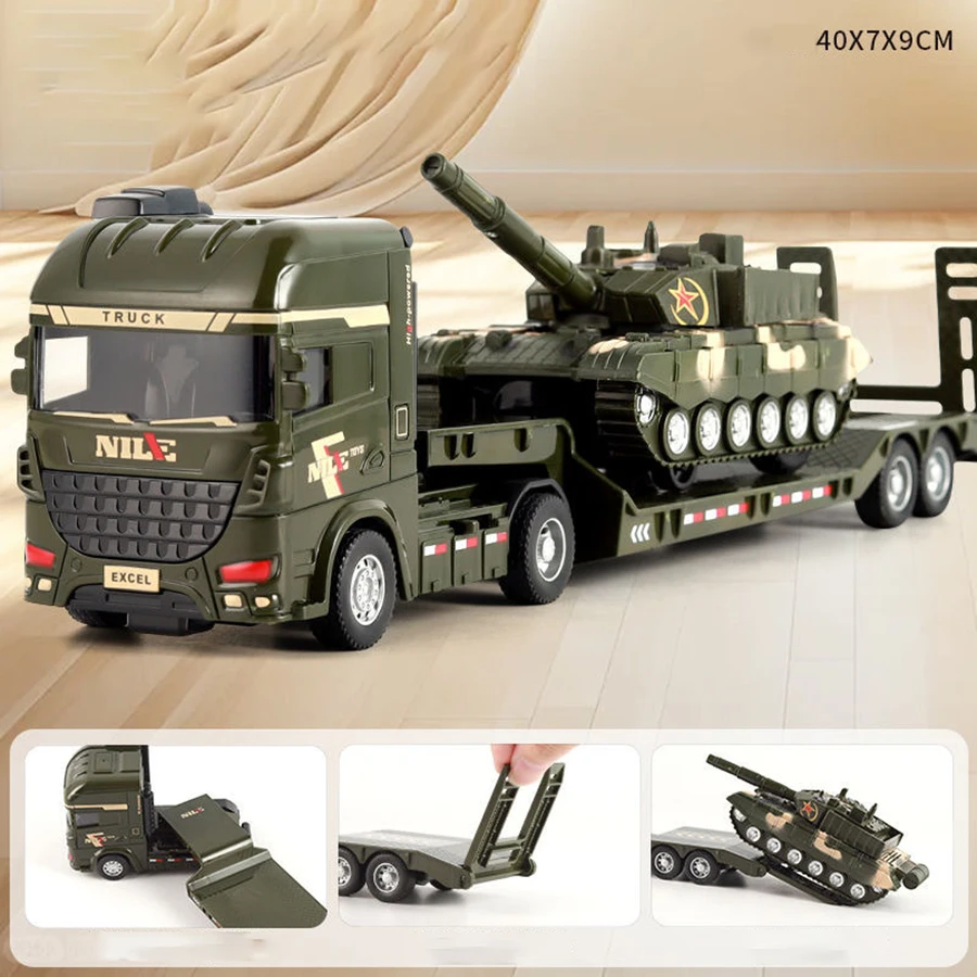 1pcs Scale-carrier container engineering set vehicle excavator transport truck model inertial car education toys gift for childr-Leplay