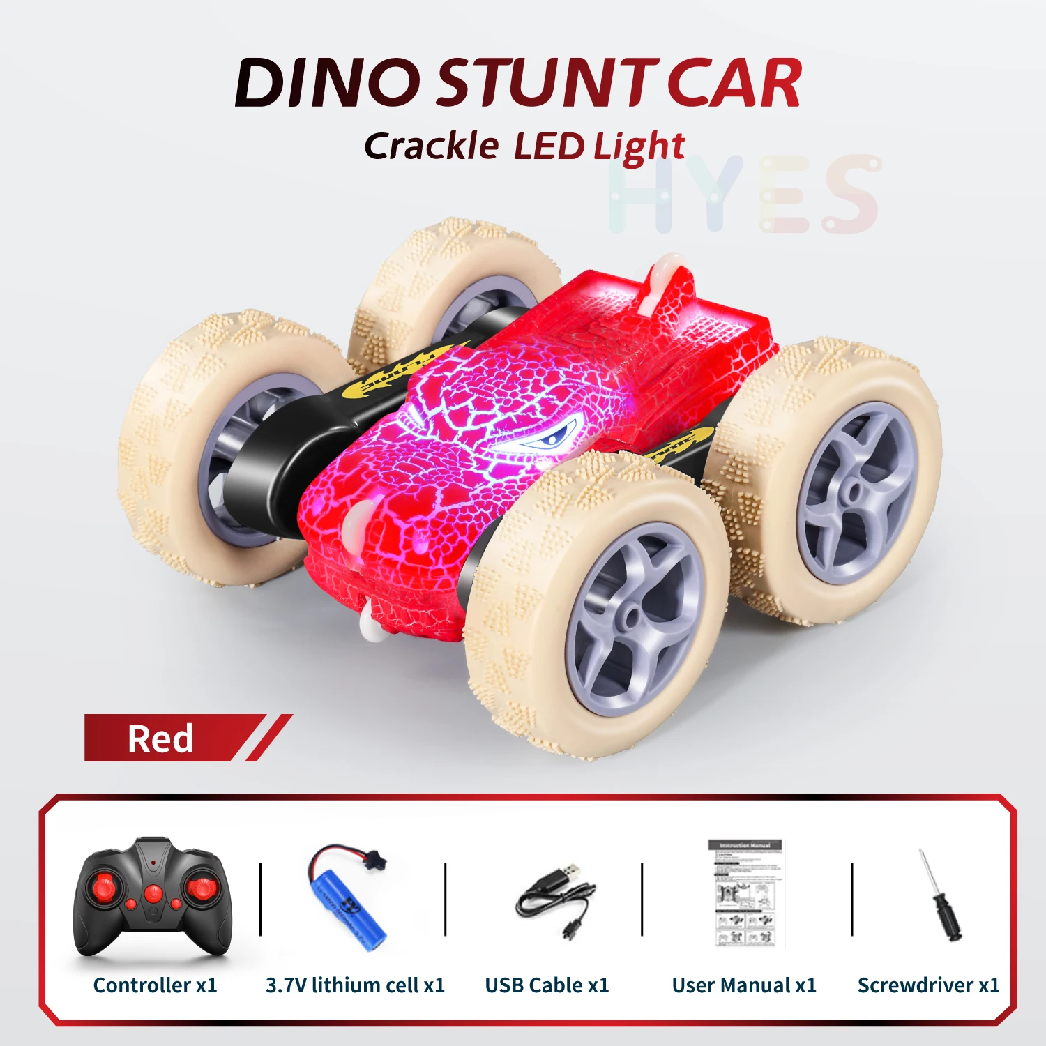 Dinosaur RC Stunt Car 2.4G 5WD High Speed Double-sided Tumbl Drift LED Lights Remote Control Car Toy Gifts For Kids Adults-Leplay