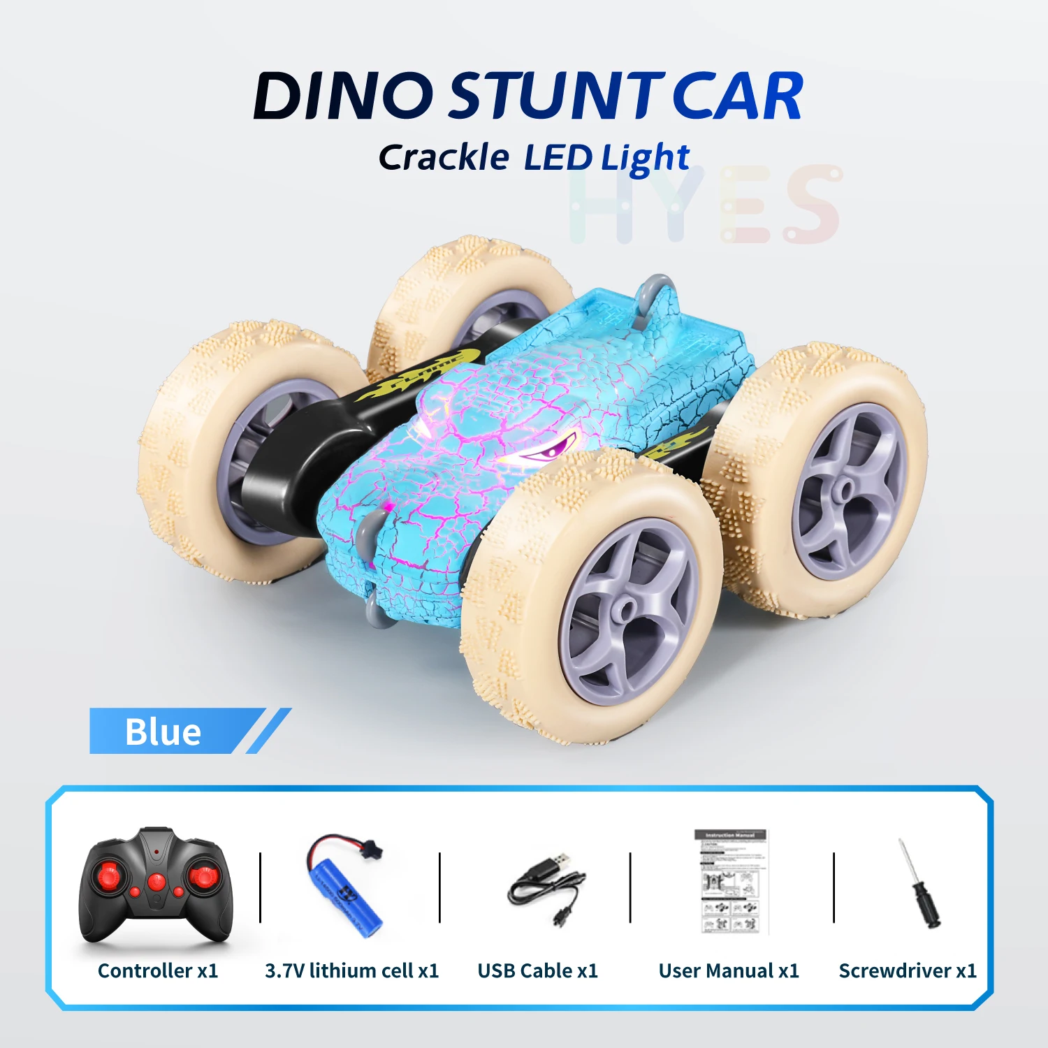  Dinosaur RC Stunt Car 2.4G 5WD High Speed Double-sided Tumbl Drift LED Lights Remote Control Car Toy Gifts For Kids Adults-Leplay