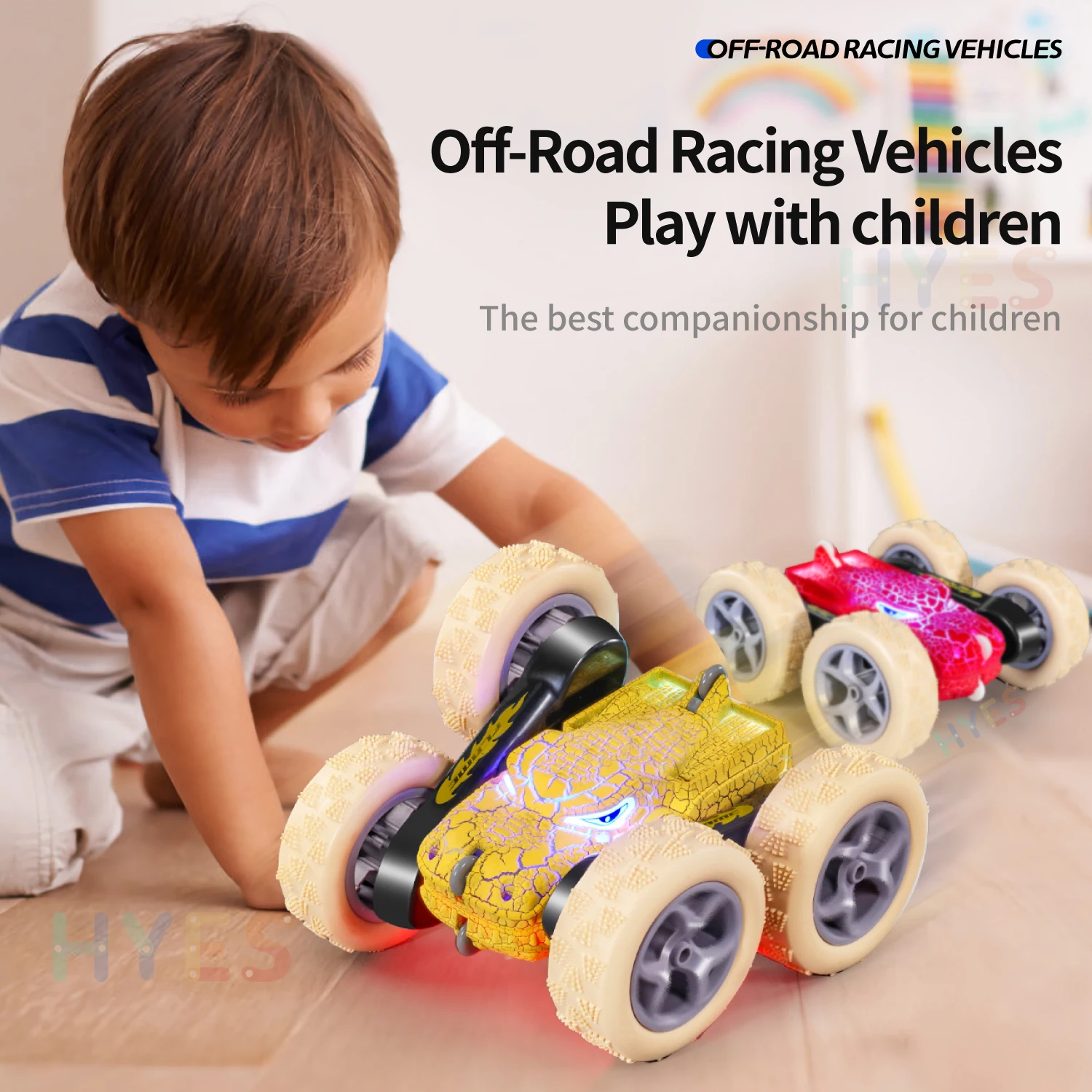  Dinosaur RC Stunt Car 2.4G 5WD High Speed Double-sided Tumbl Drift LED Lights Remote Control Car Toy Gifts For Kids Adults-Leplay