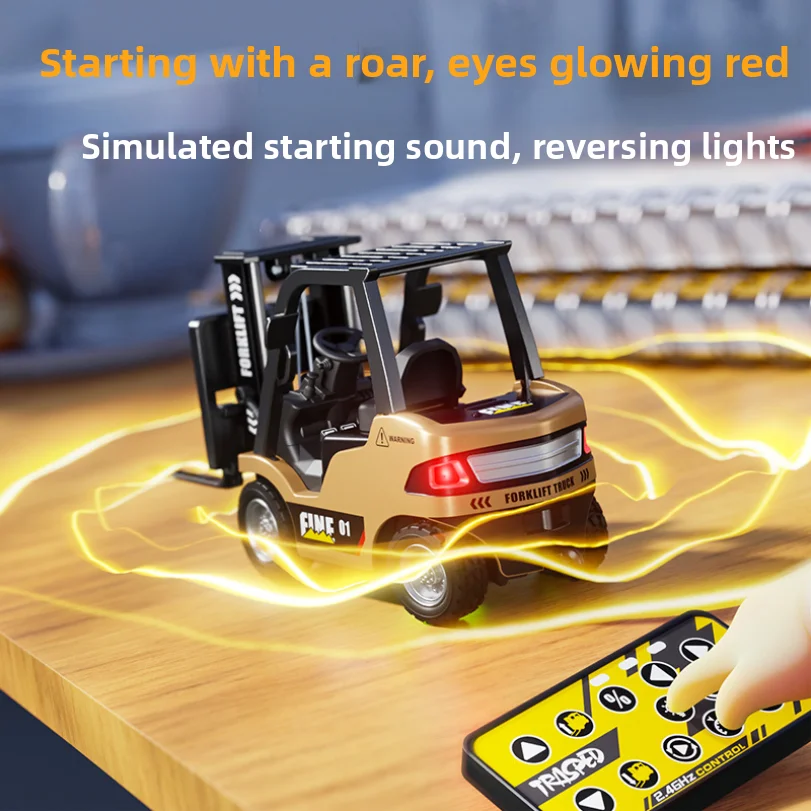 1: 64 Desktop Mini Alloy Remote Control Small Forklift Electric Simulation Engineering Vehicle Model Boy Remote Control Car With-Leplay