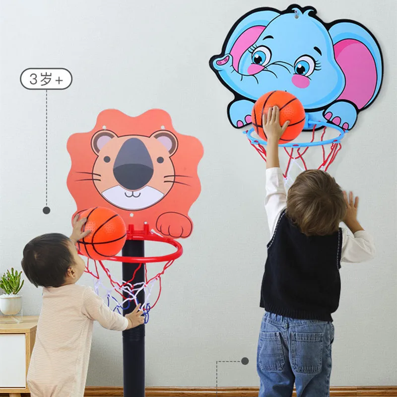 Kids Basketball Hoop Kit Cartoon Creative Animals Basketball Stand Outdoor Indoor Game Sport Play Toys For Children Kids-Leplay