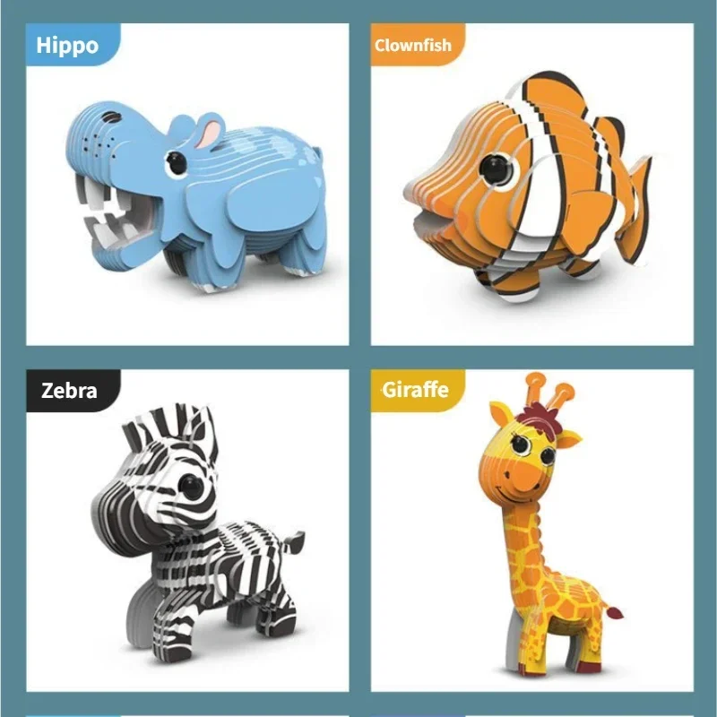 Children's 3D Puzzle Kindergarten Animal Puzzle Intelligence Early Education Toys Dinosaur Animal Model Paper 3-4-5-6 Years Old-Leplay