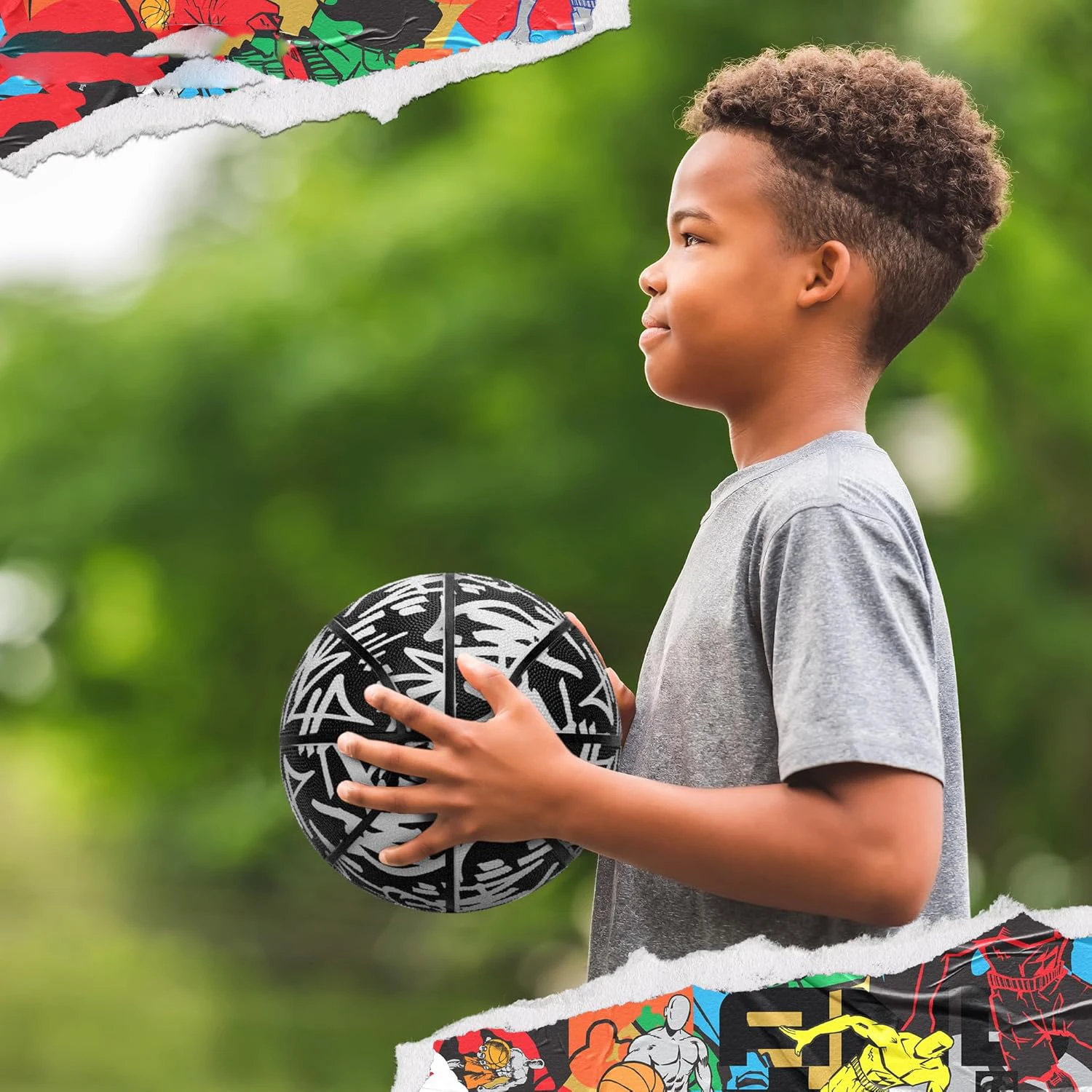 Premium Rubber Basketball Size 3/5 Outdoor Cement Court Training Sports Ball For Adults Youth Professional Game Equipment​-Leplay