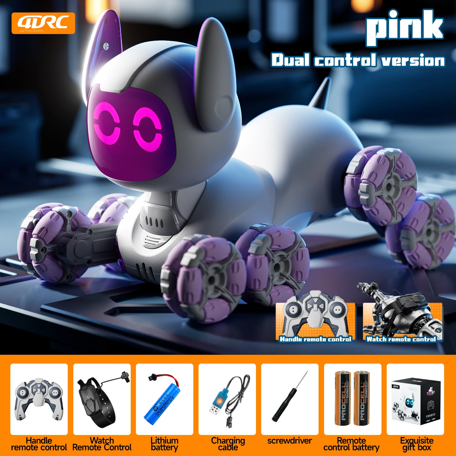 8WD Intelligent Remote Control Robot Dog Touch-sense Music Stunt RC Car Electric Radio Control Toys Kids Boys Girls Gifts-Leplay