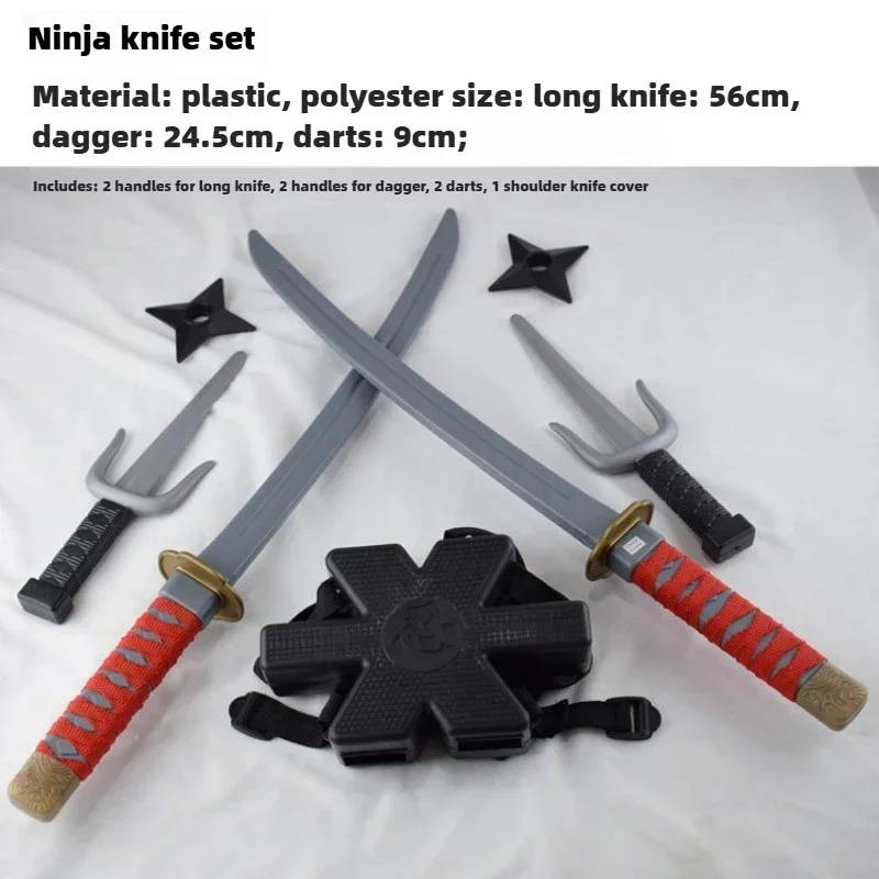 1: 1 Ninja Set Halloween Children's Japanese Samurai Cosplay Toys Knife Set Dart Toy Model Gifts Collection Bizarre Toys-Leplay