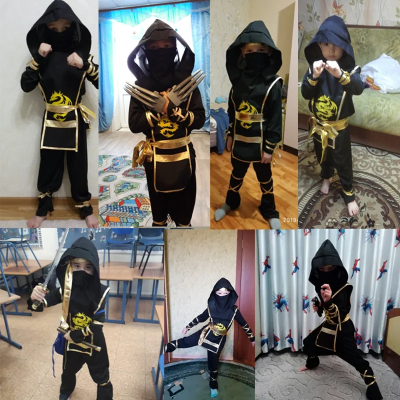 Black Ninja Costume Anime Ninja Toy Set Fighting Samurai Costume Mask Children's Holiday Best Gift-Leplay