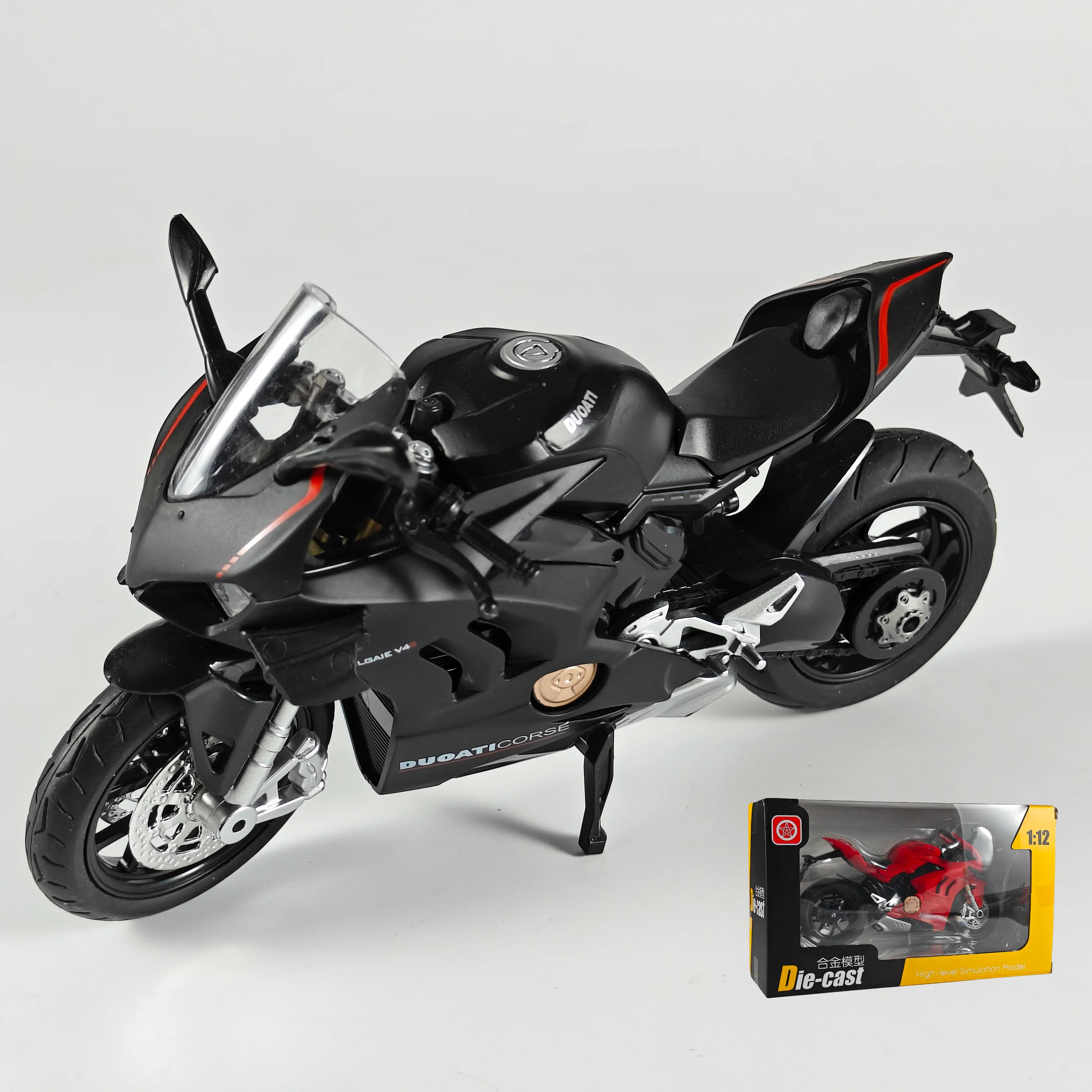 1:12 Scale Ducati V4S Racing Cross-country Motorcycle Diecast Model Sound And Light Toy Collect Hobby Model Ornaments Boys Toys-Leplay
