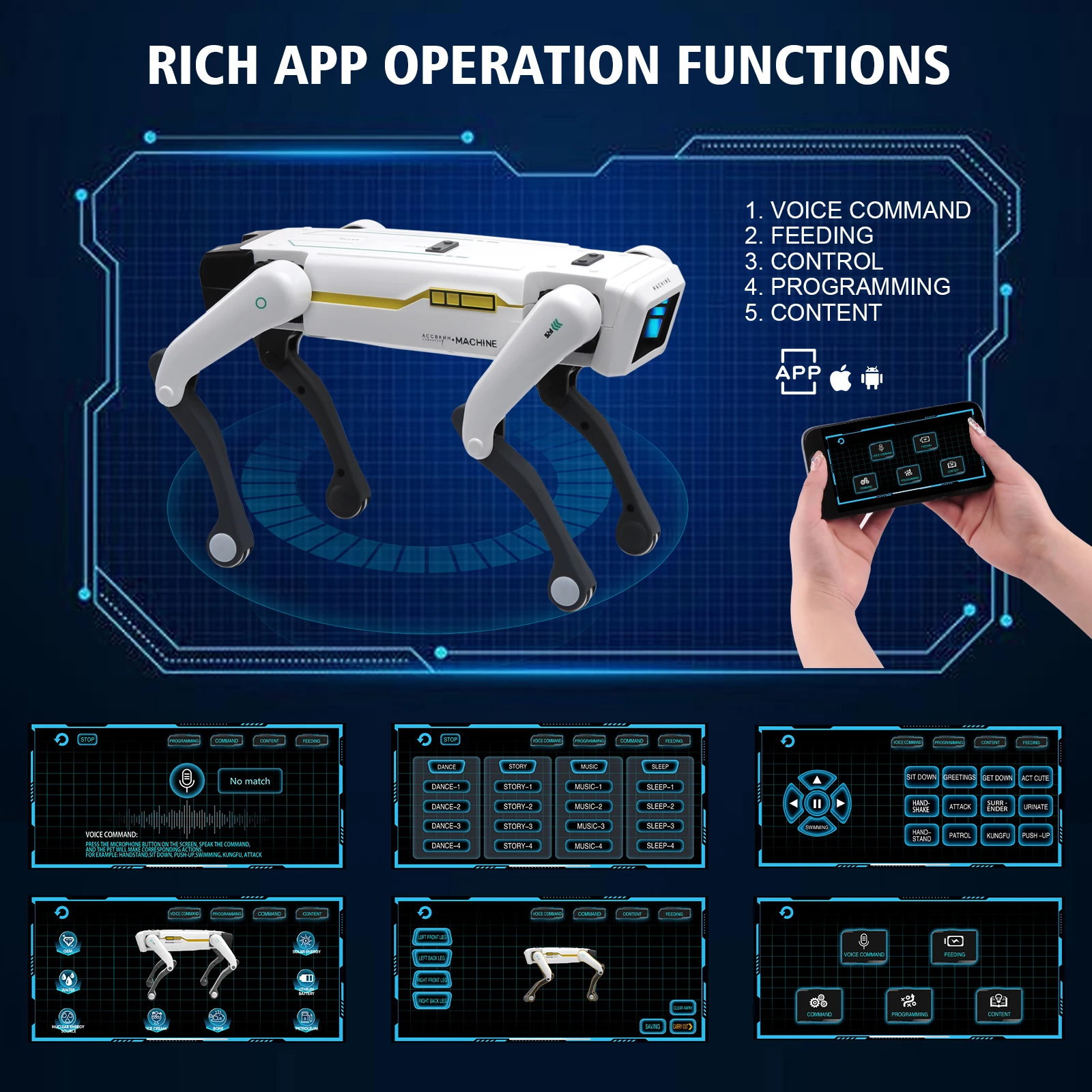 Intelligent AI RC Robot Dog Voice Dialogue APP Remote Control Programming Singing Dancing Machine Dog Kids Toys-Leplay