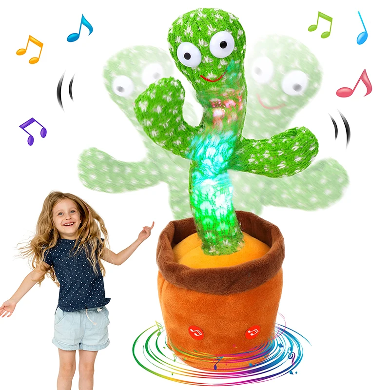 Dancing Cactus 120 Song Speaker Talking Usb Battery Voice Repeat Plush Cactu Dancer Toy Talk Plushie Stuffed Toys For Kids Gift-Leplay