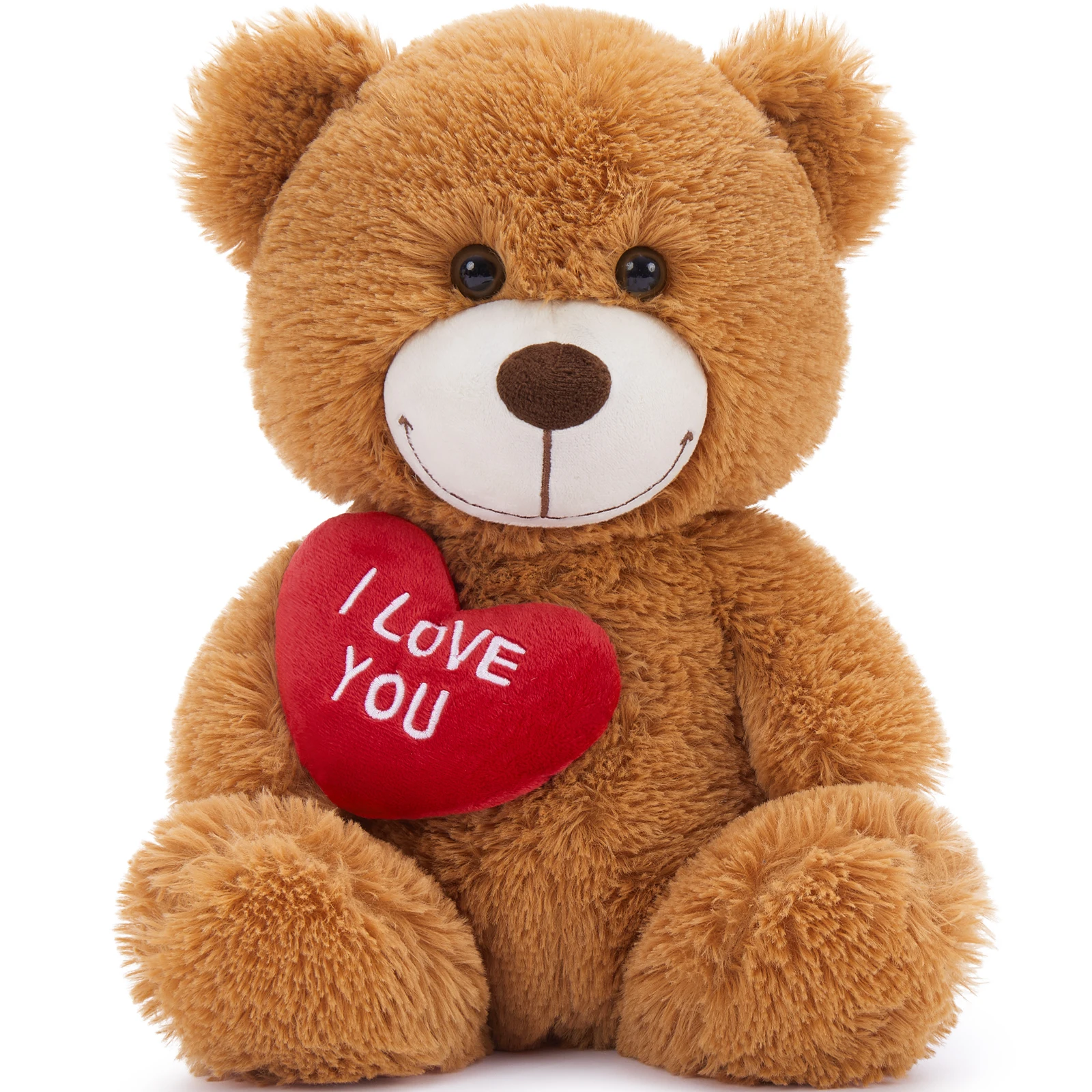 MaoGoLan Small Teddy Bear with Red Heart, I Love You Valentines Teddy Bear Stuffed Animal Dark Brown,Velvet Red HeartBear Gift-Leplay