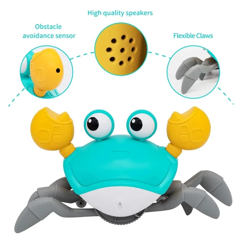 Induction Escape Crab Electric Pets Musical Toys Toddler Crawling Baby Walker Crab Interactive Toys for Children Gifts-Leplay