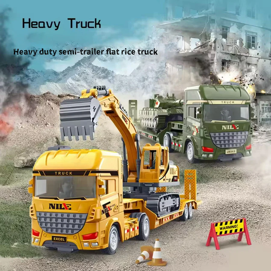1pcs Scale-carrier container engineering set vehicle excavator transport truck model inertial car education toys gift for childr-Leplay