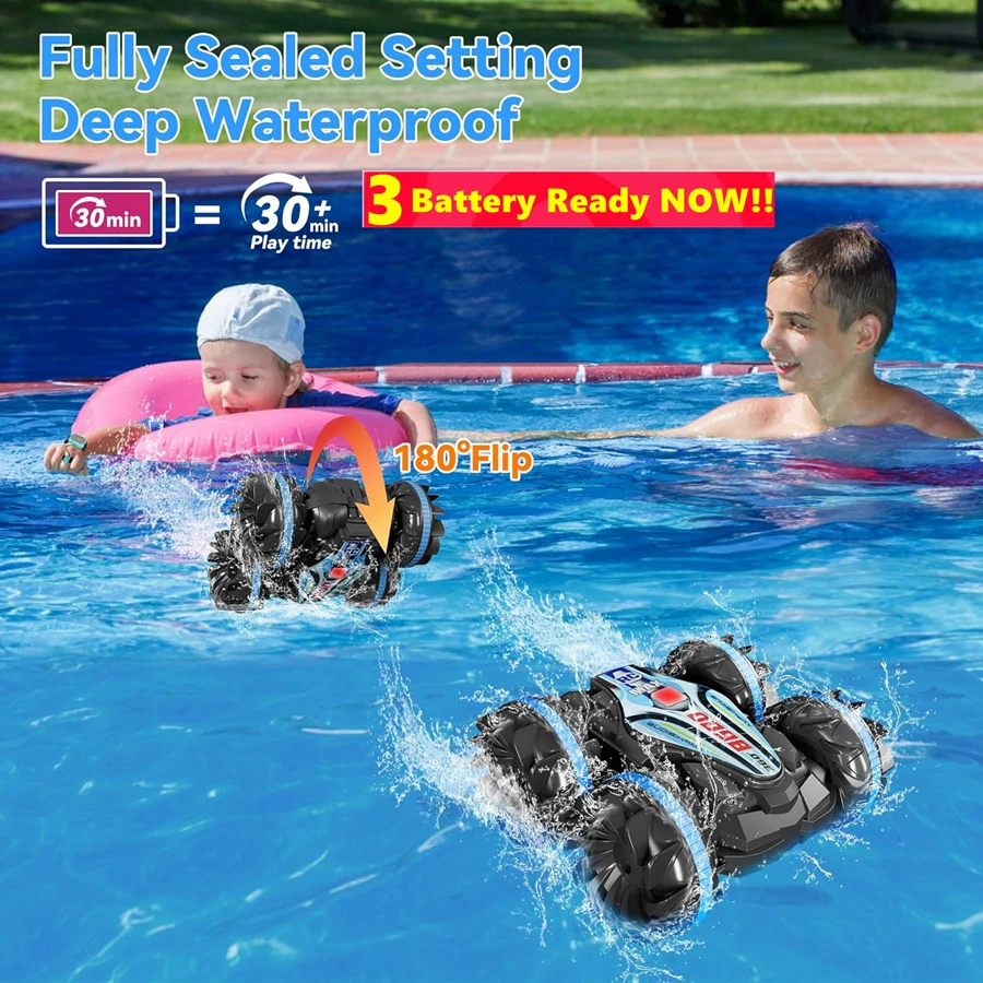 Amphibious RC Car Remote Control Stunt Car Vehicle Double-sided Flip Radio 4WD Drift Off Road Outdoor Toys for Boy Children Gift-Leplay