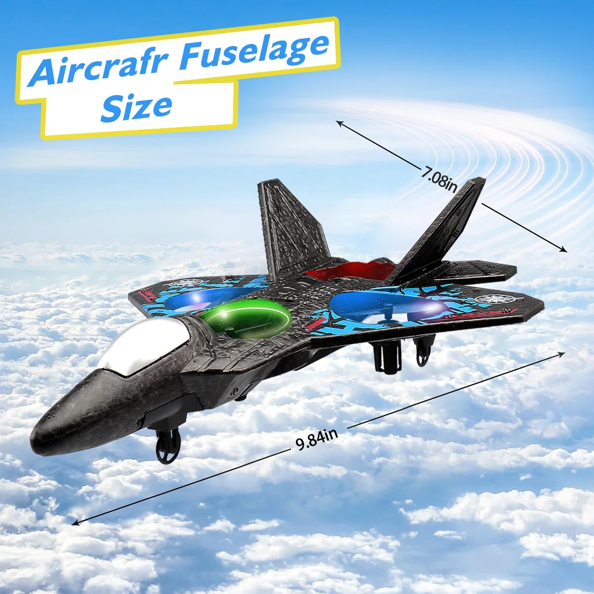 2.4G RC Fighter Plane L0712 EPP Foam Glider LED Light 6-Axis Gyro Gravity Sensing Remote Control Toy for Kids Boys Gifts-Leplay