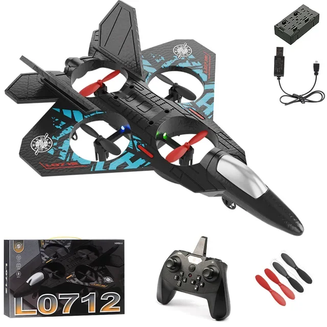 2.4G RC Fighter Plane L0712 EPP Foam Glider LED Light 6-Axis Gyro Gravity Sensing Remote Control Toy for Kids Boys Gifts-Leplay